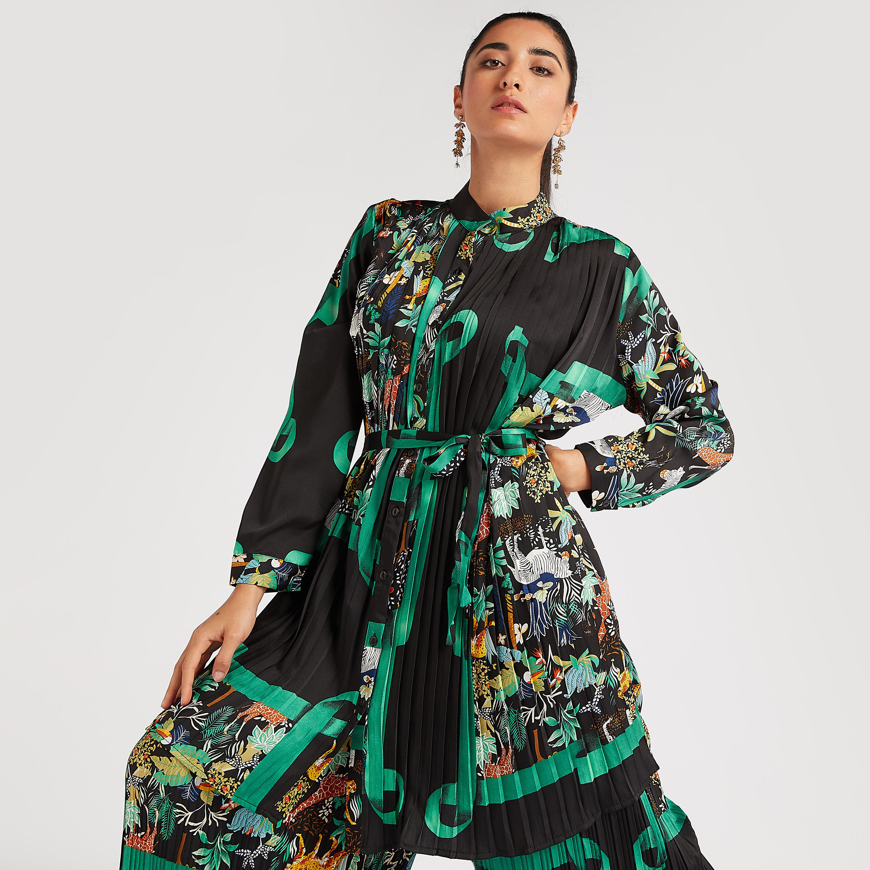تونيك بطبعات وثنايا وياقة ماندارين من تو إكستريمز-women-clothing-shirtsandblouses-blouses-image-4