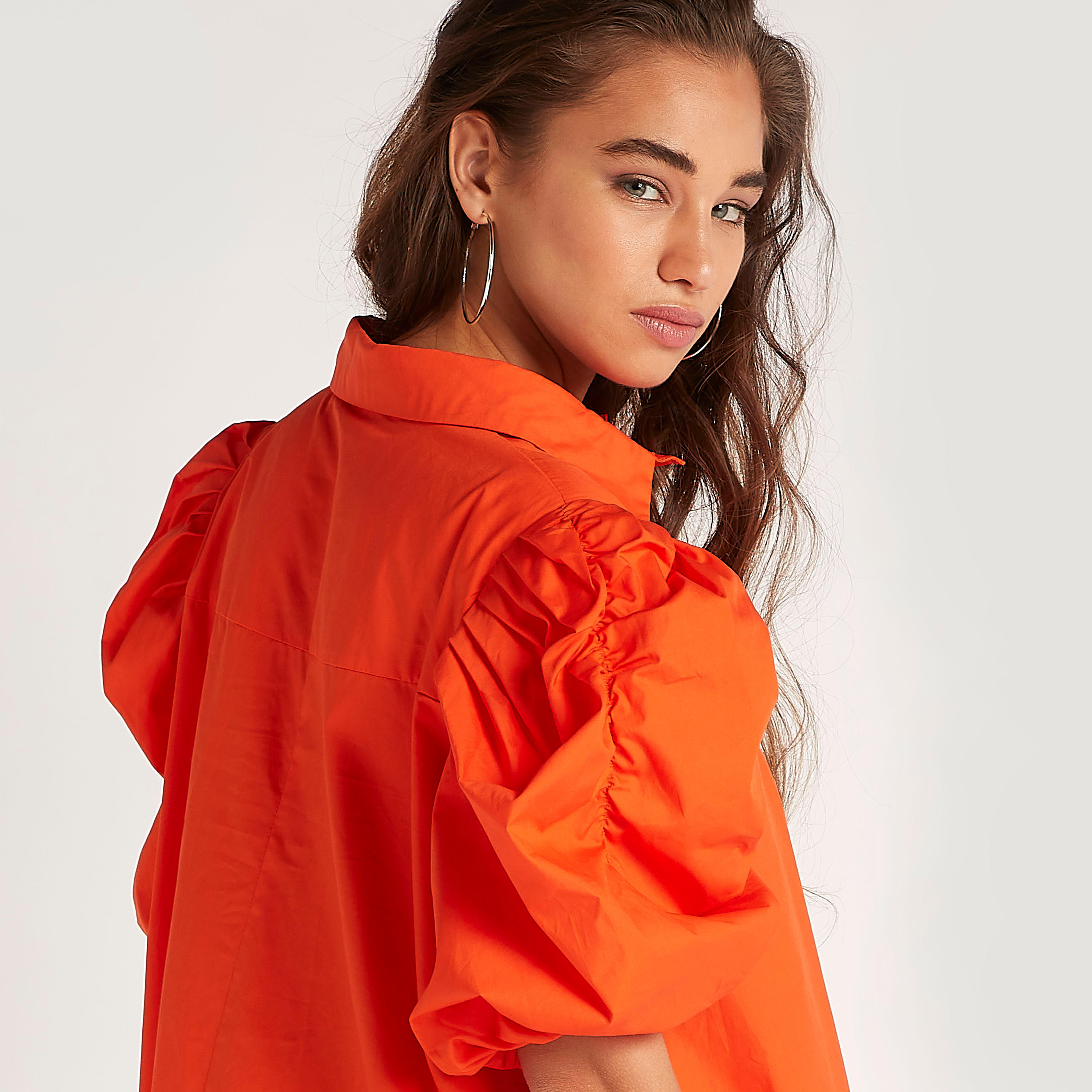 فستان قميص سادة بأكمام قصيرة منفوخة من تو إكستريمز-women-clothing-dresses-image-5