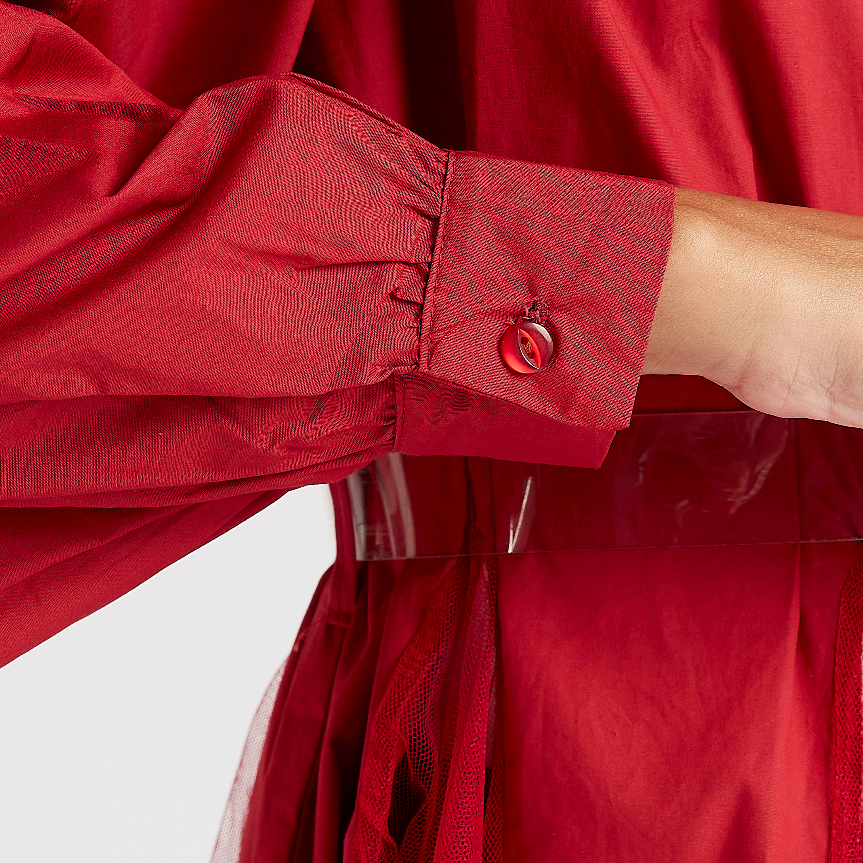 بلوزة طويلة بارزة الملمس بياقة ضيّقة وحزام وأكمام طويلة من تو إكستريمز-women-clothing-shirtsandblouses-blouses-image-5