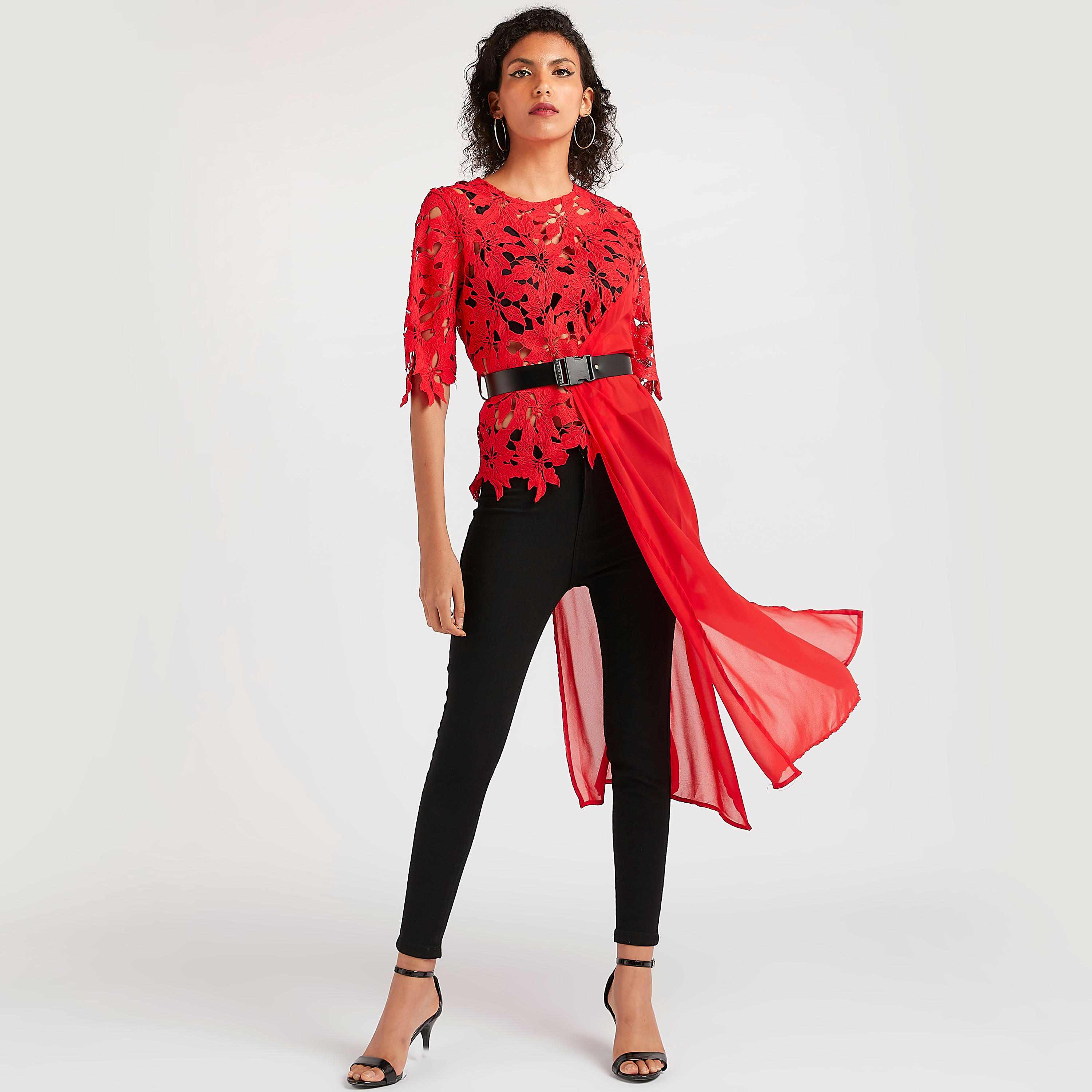 2Xtremz Lace Detailed Asymmetric Top with Crew Neck-women-clothing-shirtsandblouses-blouses-image-2