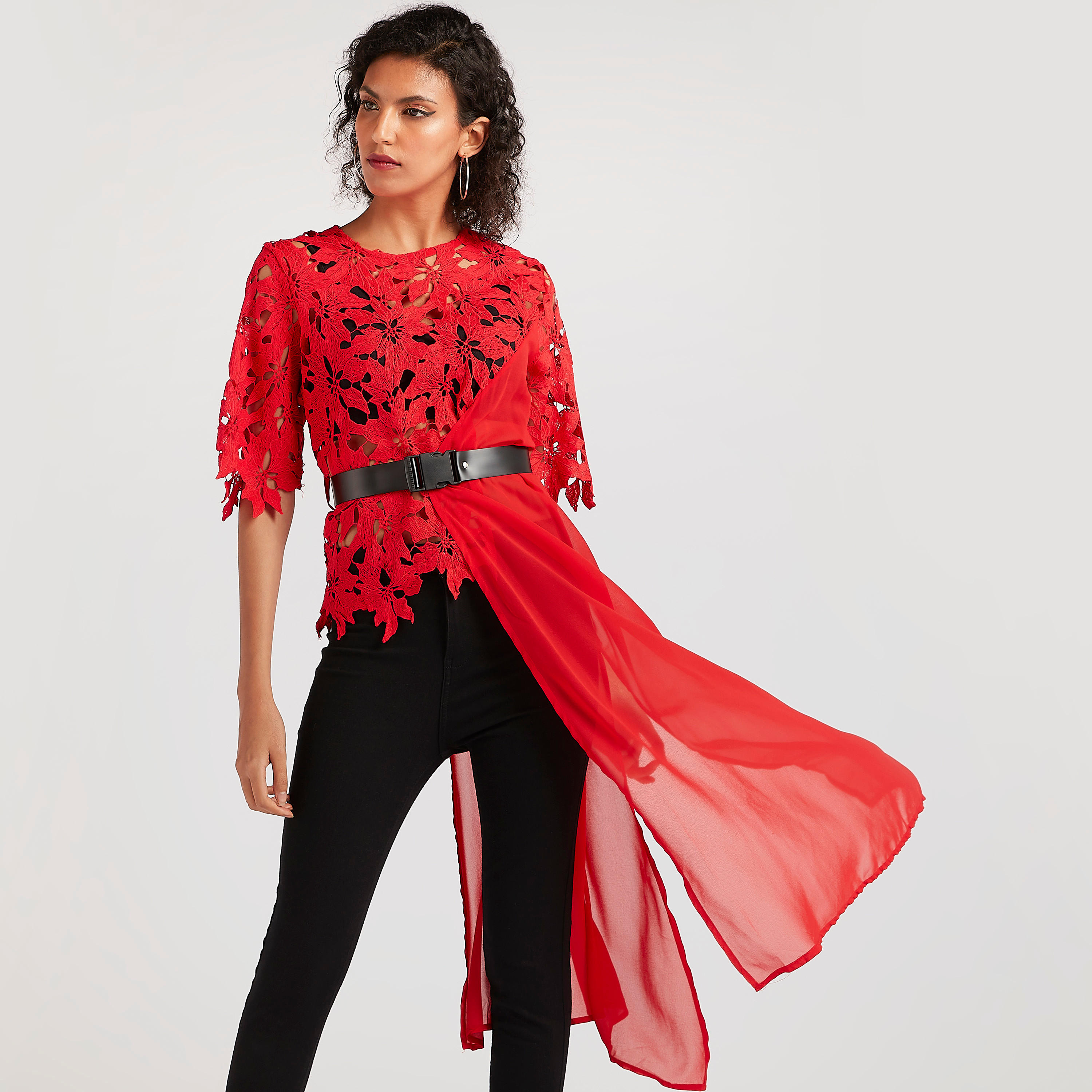 2Xtremz Lace Detailed Asymmetric Top with Crew Neck-women-clothing-shirtsandblouses-blouses-image-5