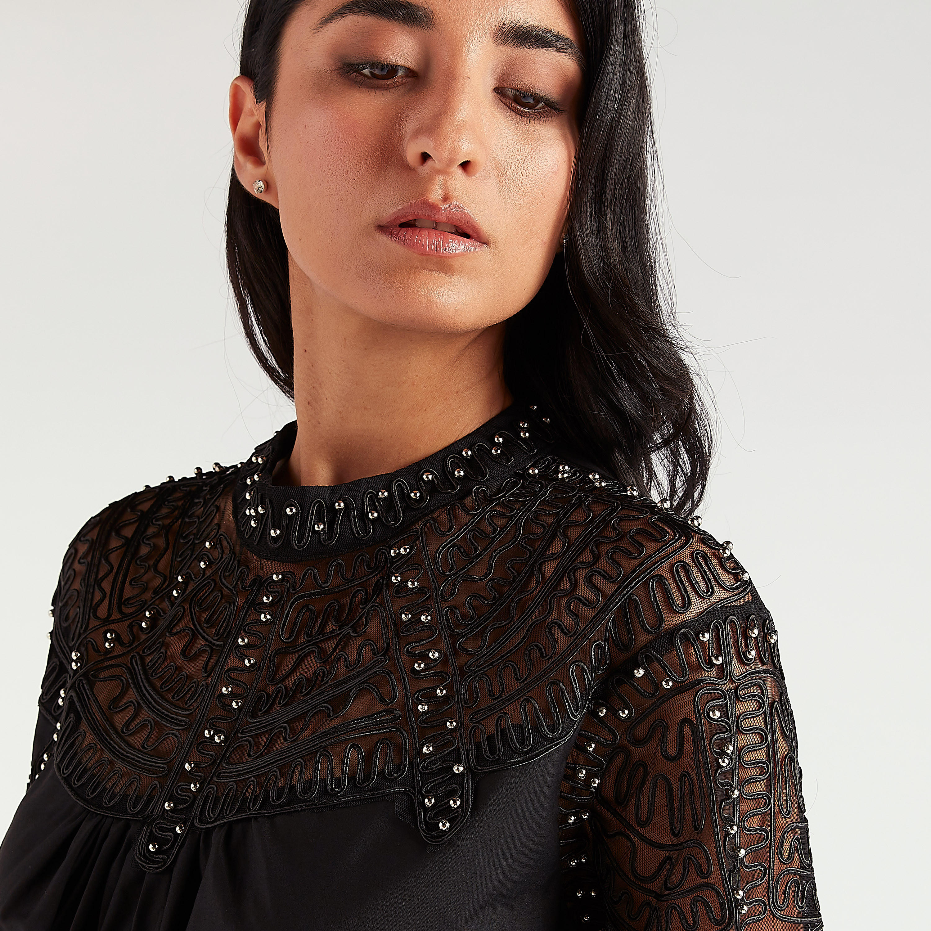 فستان إيه لاين ميدي مزيّن بأكمام 3/4 من تو إكستريمز-women-clothing-dresses-image-3