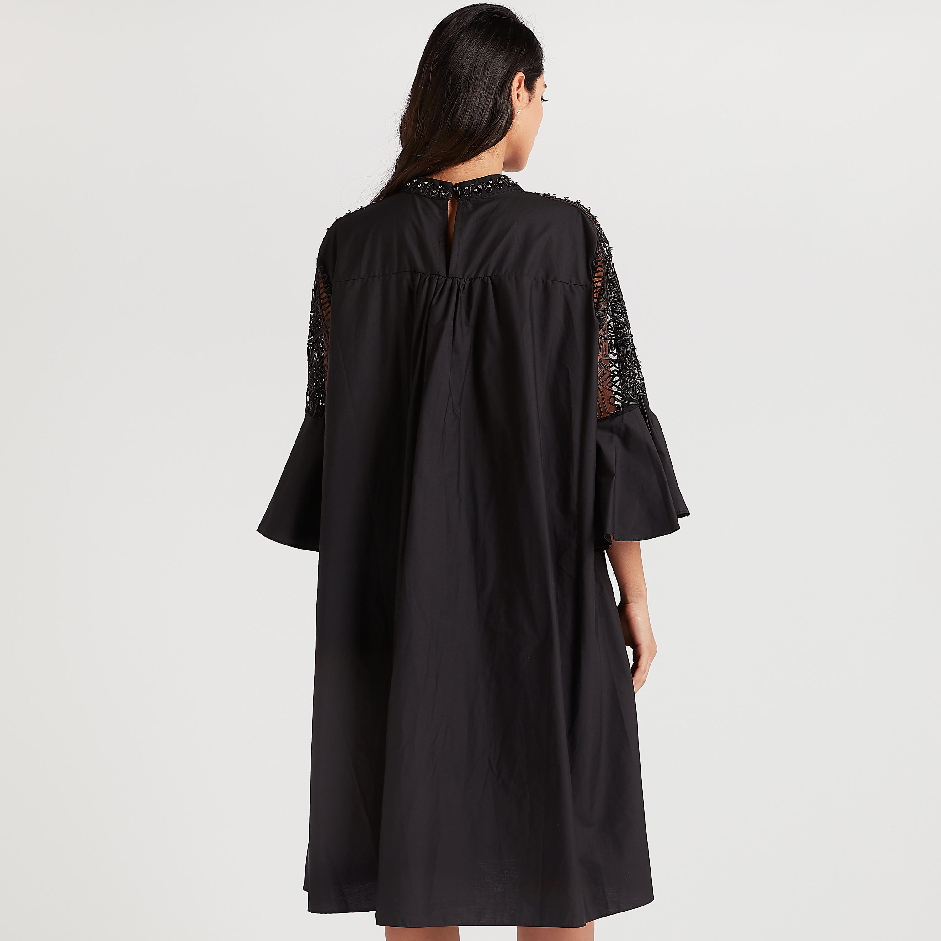 فستان إيه لاين ميدي مزيّن بأكمام 3/4 من تو إكستريمز-women-clothing-dresses-image-4