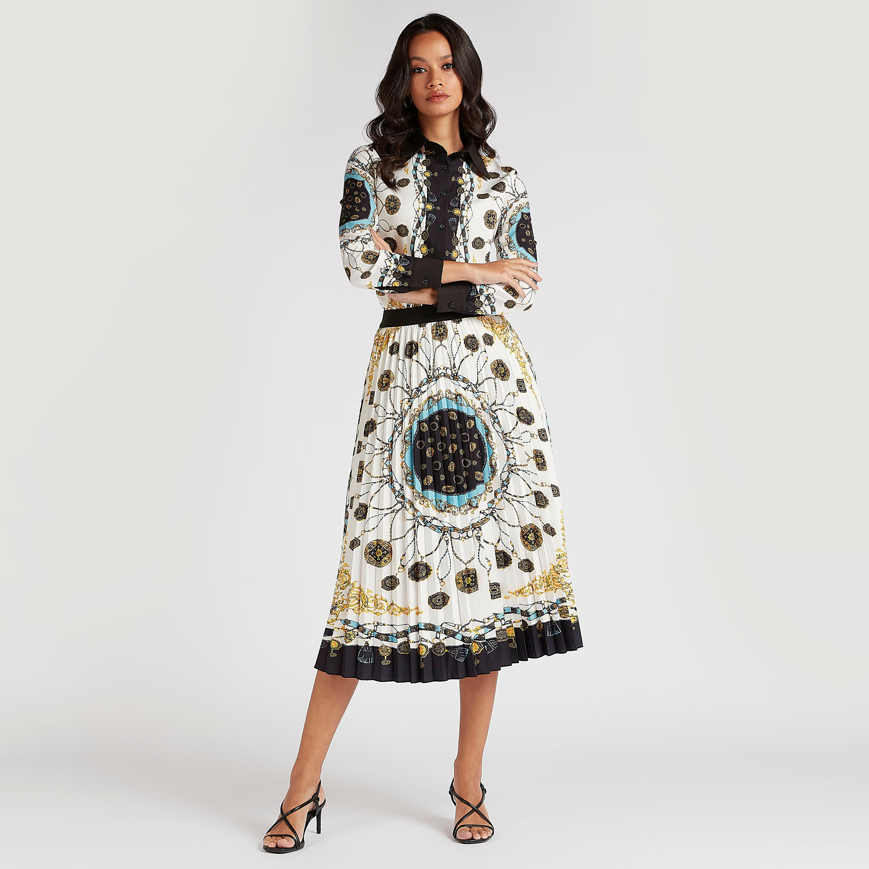 تنورة رسميّة ميدي إيه لاين بطبعات من تو إكستريمز-women-clothing-bottoms-skirts-image-2