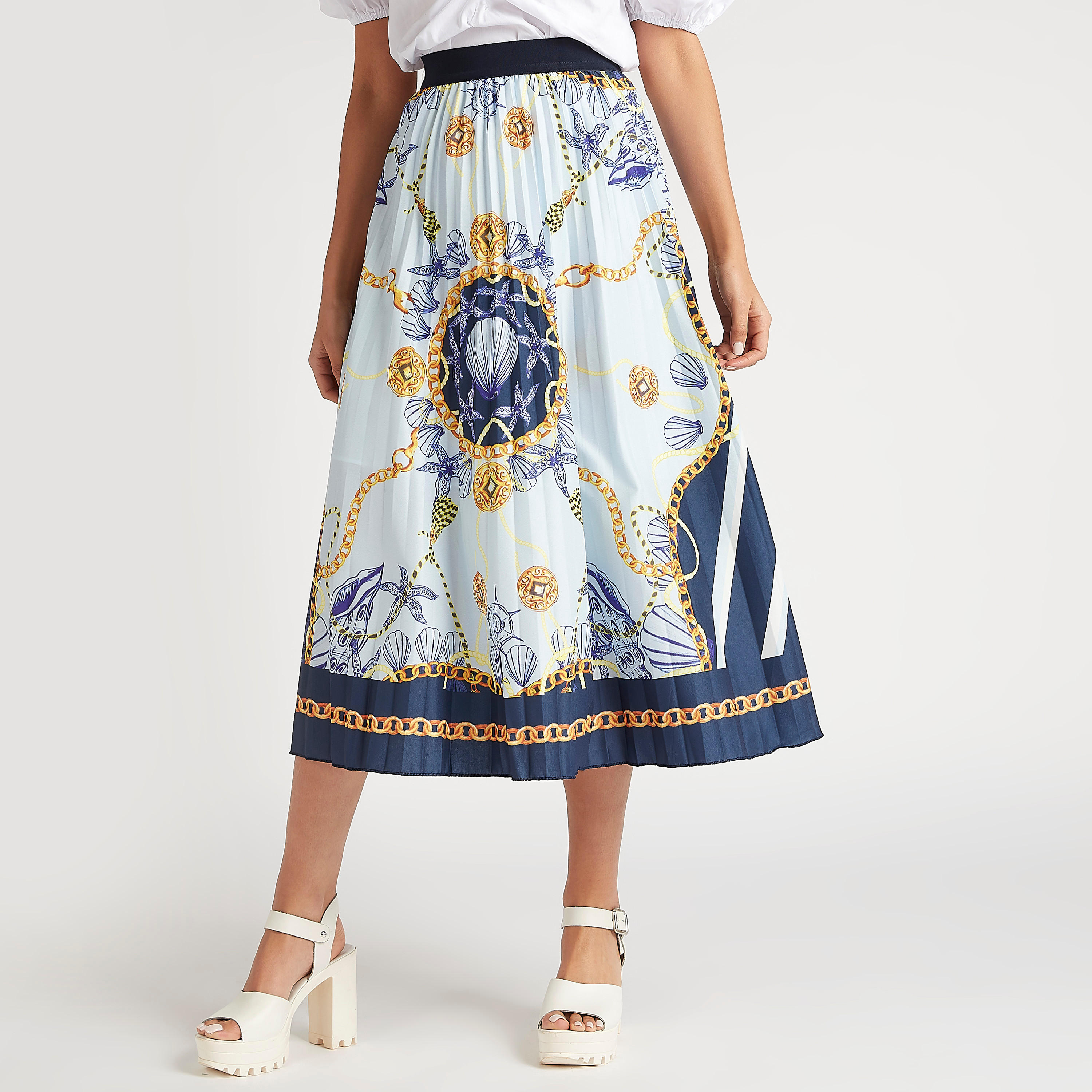 تنورة رسميّة ميدي إيه لاين بطبعات من تو إكستريمز-women-clothing-bottoms-skirts-image-1