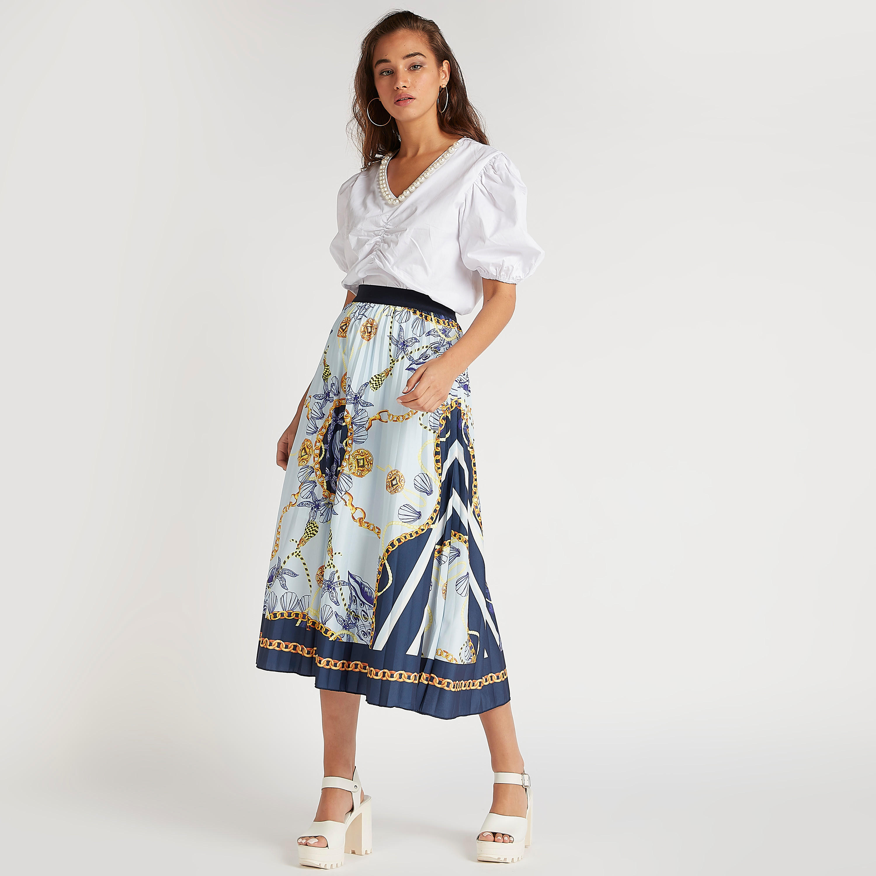 تنورة رسميّة ميدي إيه لاين بطبعات من تو إكستريمز-women-clothing-bottoms-skirts-image-2