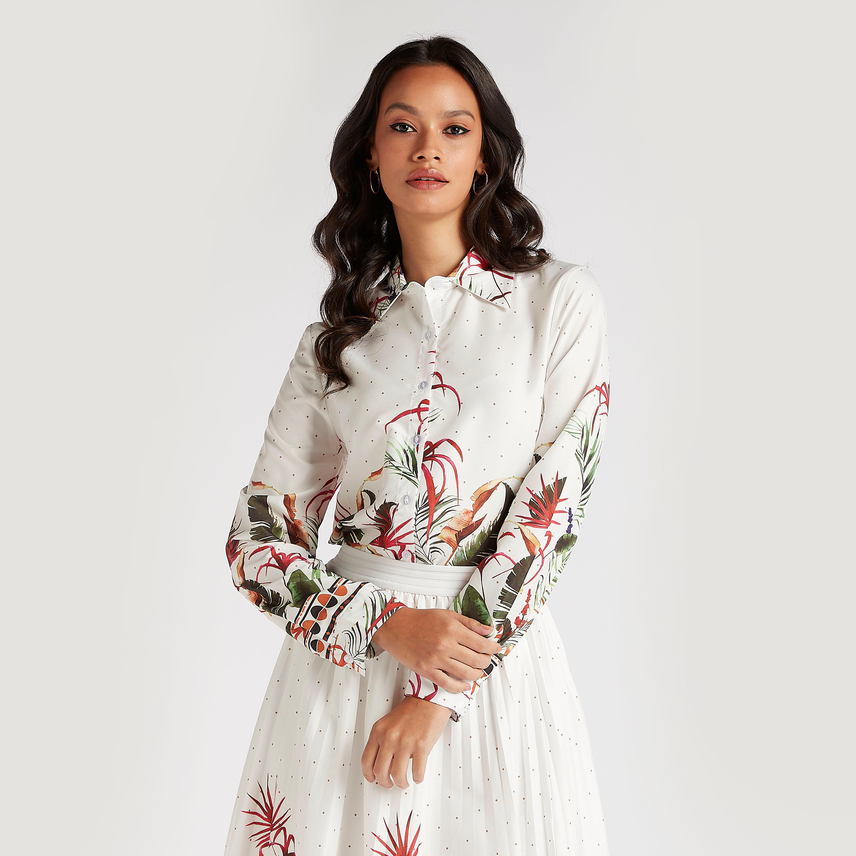 قميص بطبعات وأكمام طويلة من تو إكستريمز-women-clothing-shirtsandblouses-shirts-image-1