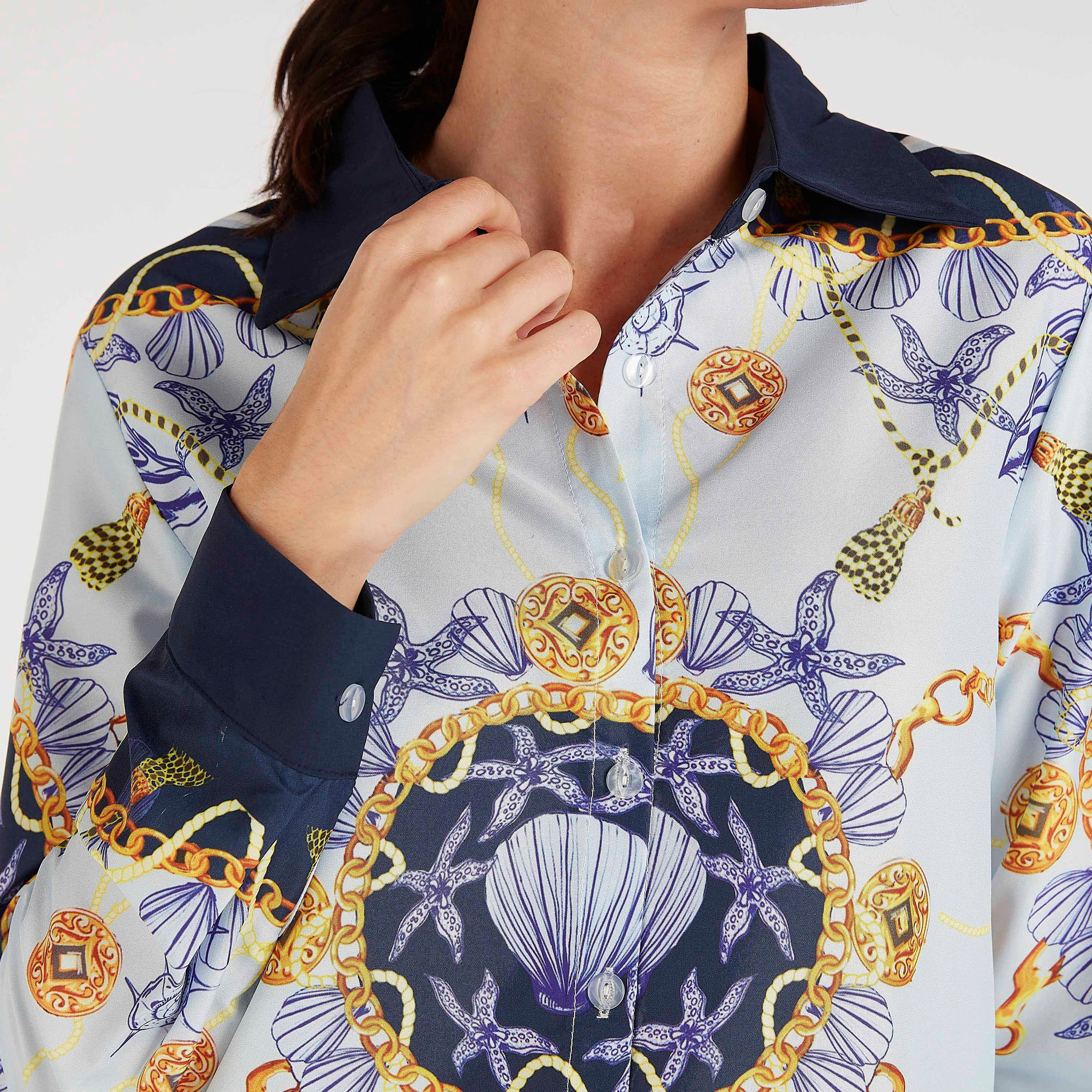 قميص بطبعات بأكمام طويلة وإغلاق بأزرار من تو إكستريمز-women-clothing-shirtsandblouses-shirts-image-2