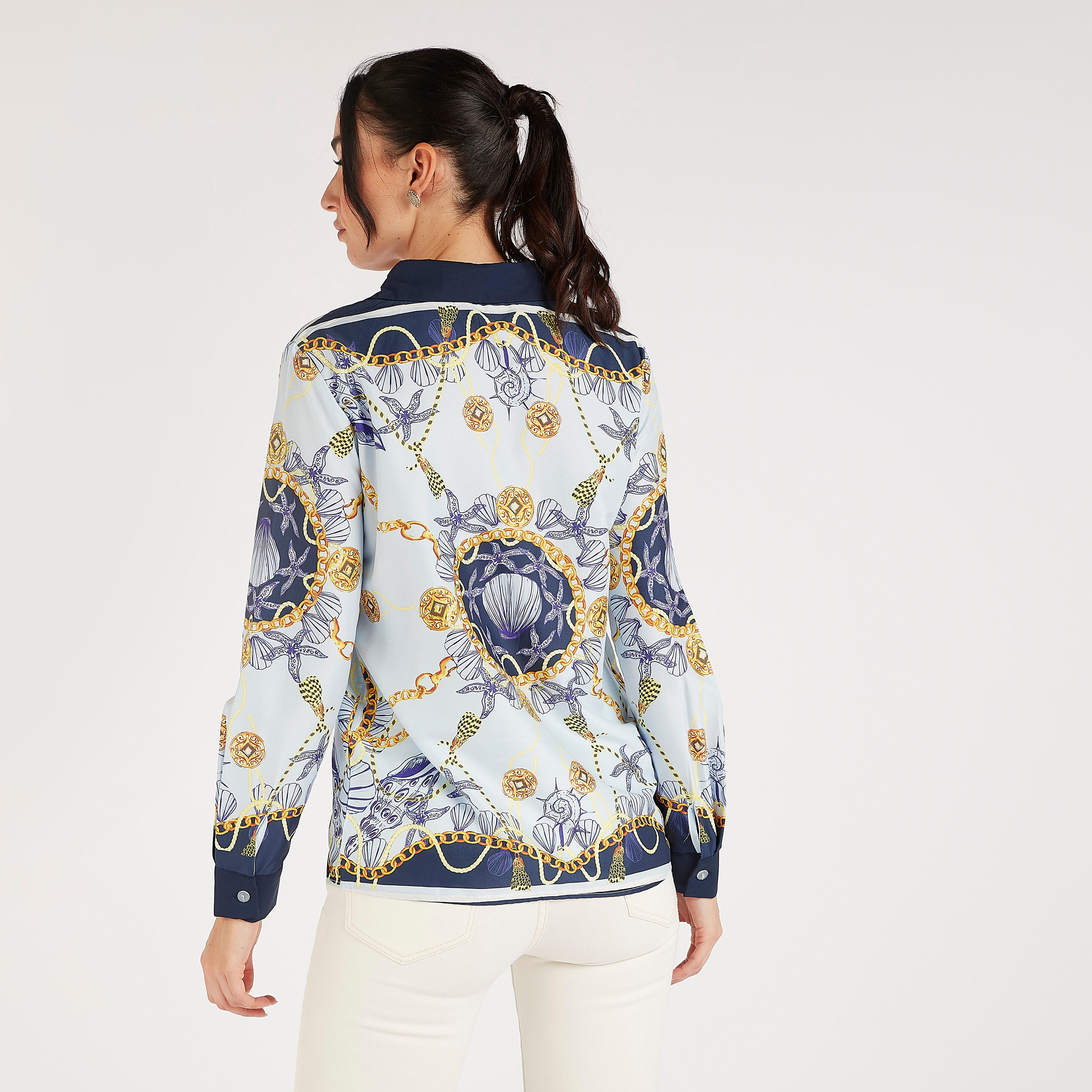 قميص بطبعات بأكمام طويلة وإغلاق بأزرار من تو إكستريمز-women-clothing-shirtsandblouses-shirts-image-1