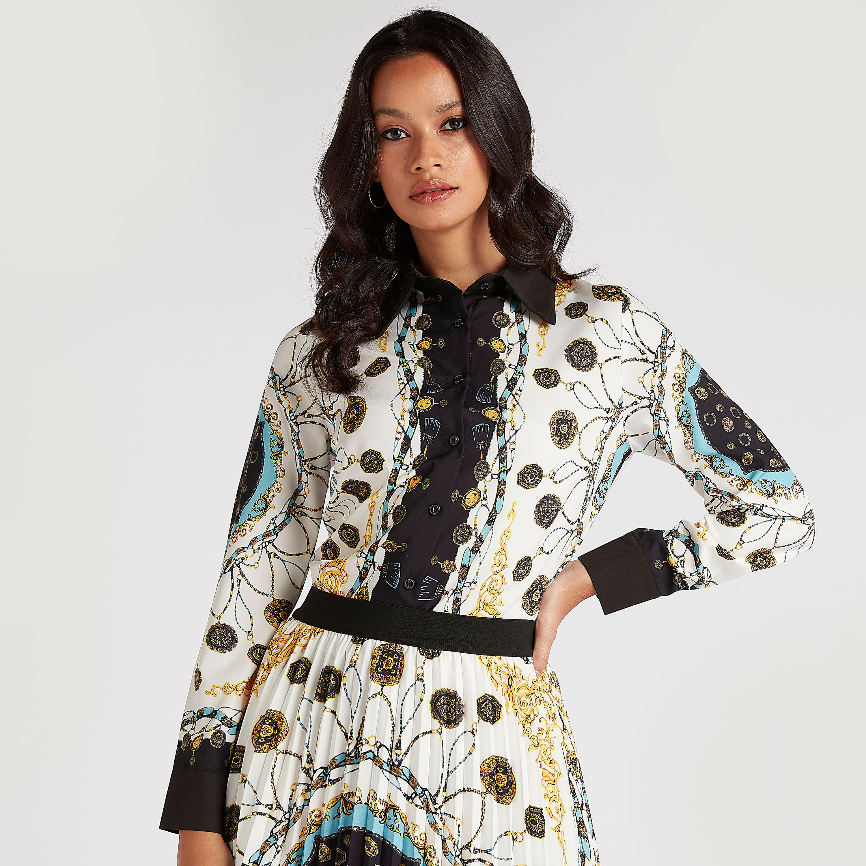 قميص بأكمام طويلة وإغلاق بأزرار من تو إكستريمز-women-clothing-shirtsandblouses-shirts-image-1