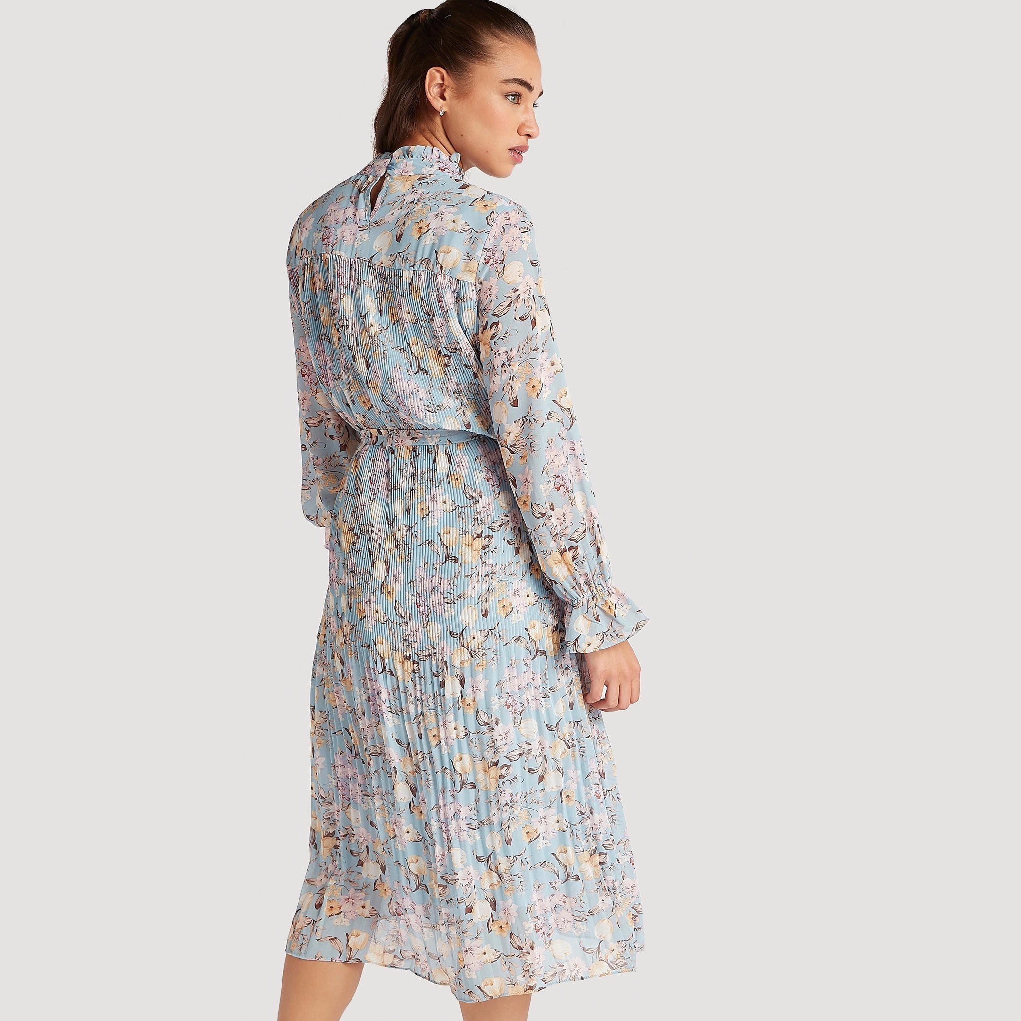 فستان ميدي إيه لاين بطبعات أزهار وياقة بكشكشة من تو إكستريمز-women-clothing-dresses-image-4