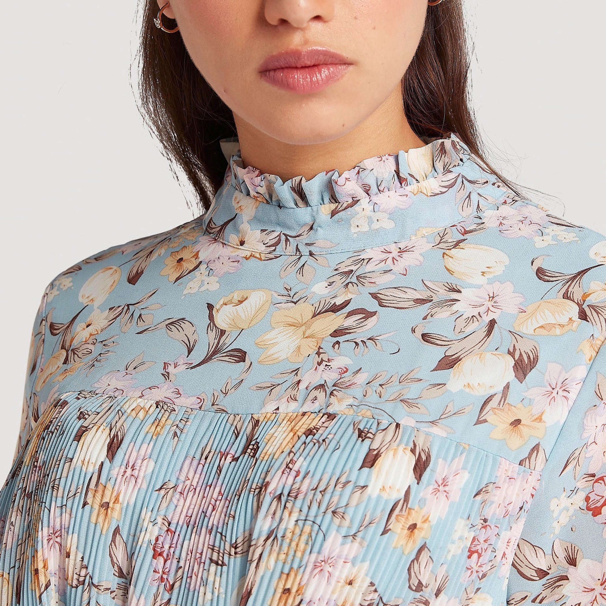 فستان ميدي إيه لاين بطبعات أزهار وياقة بكشكشة من تو إكستريمز-women-clothing-dresses-image-9