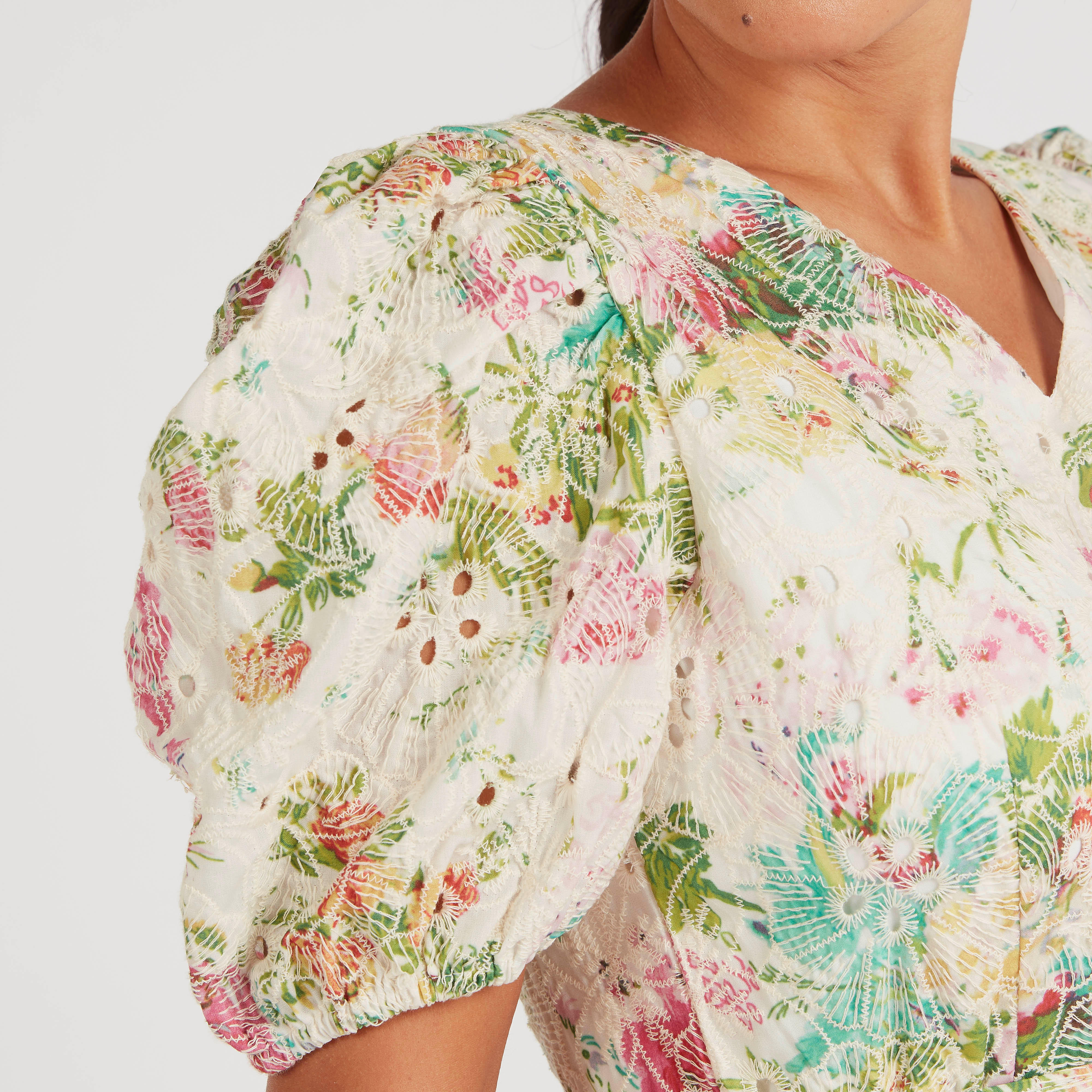 2Xtremz Floral Print Belted Mini A-line Dress with Puff Sleeves-women-clothing-dresses-image-7