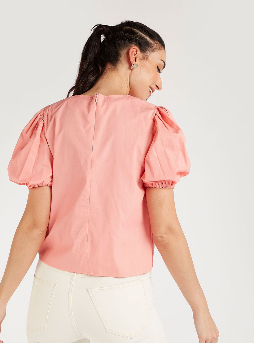 2Xtremz Embellished V-neck Top with Short Puff Sleeves-women-clothing-shirtsandblouses-blouses-image-4