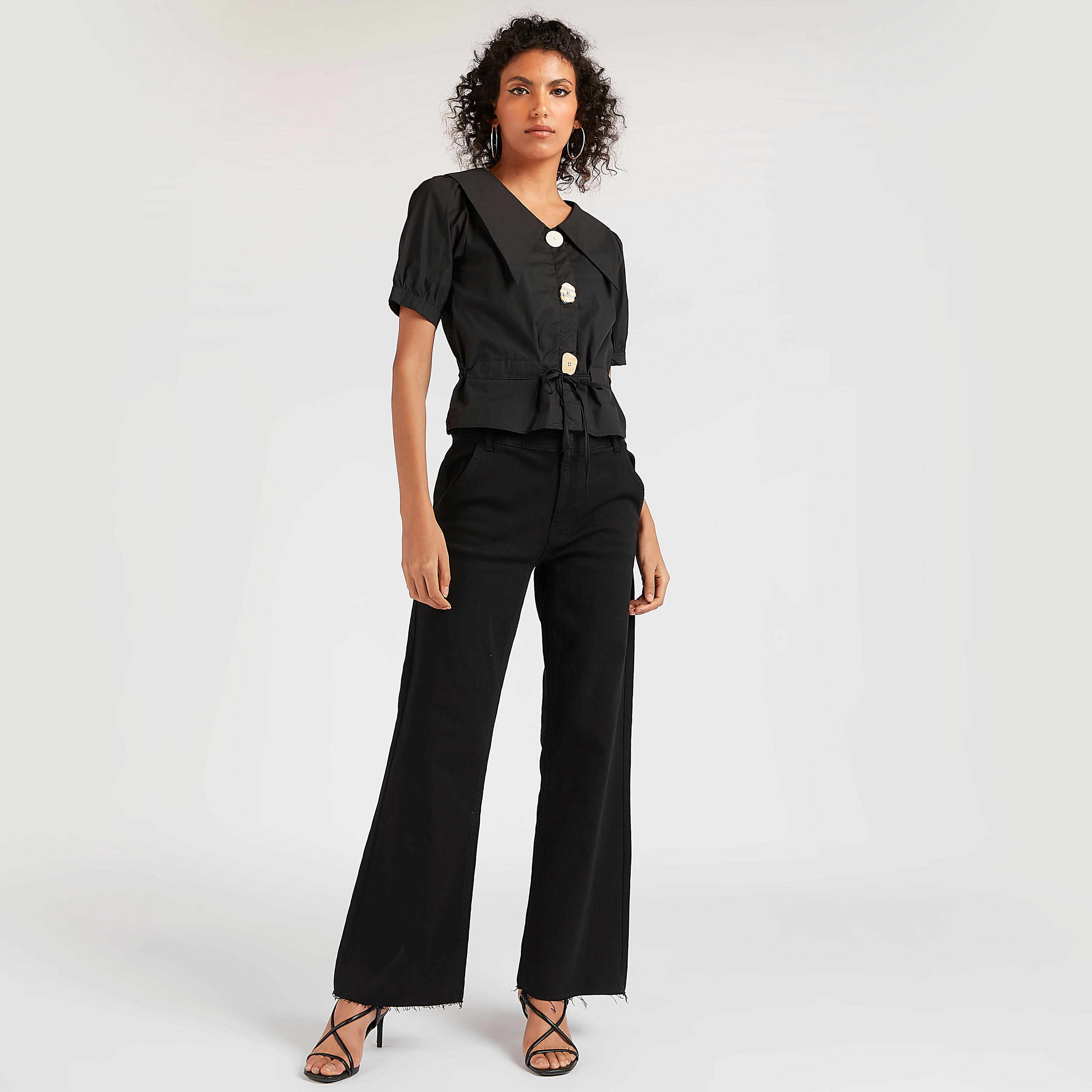 2Xtremz Solid Crop Top with Collar and Drawstring Closure-women-clothing-shirtsandblouses-blouses-image-2