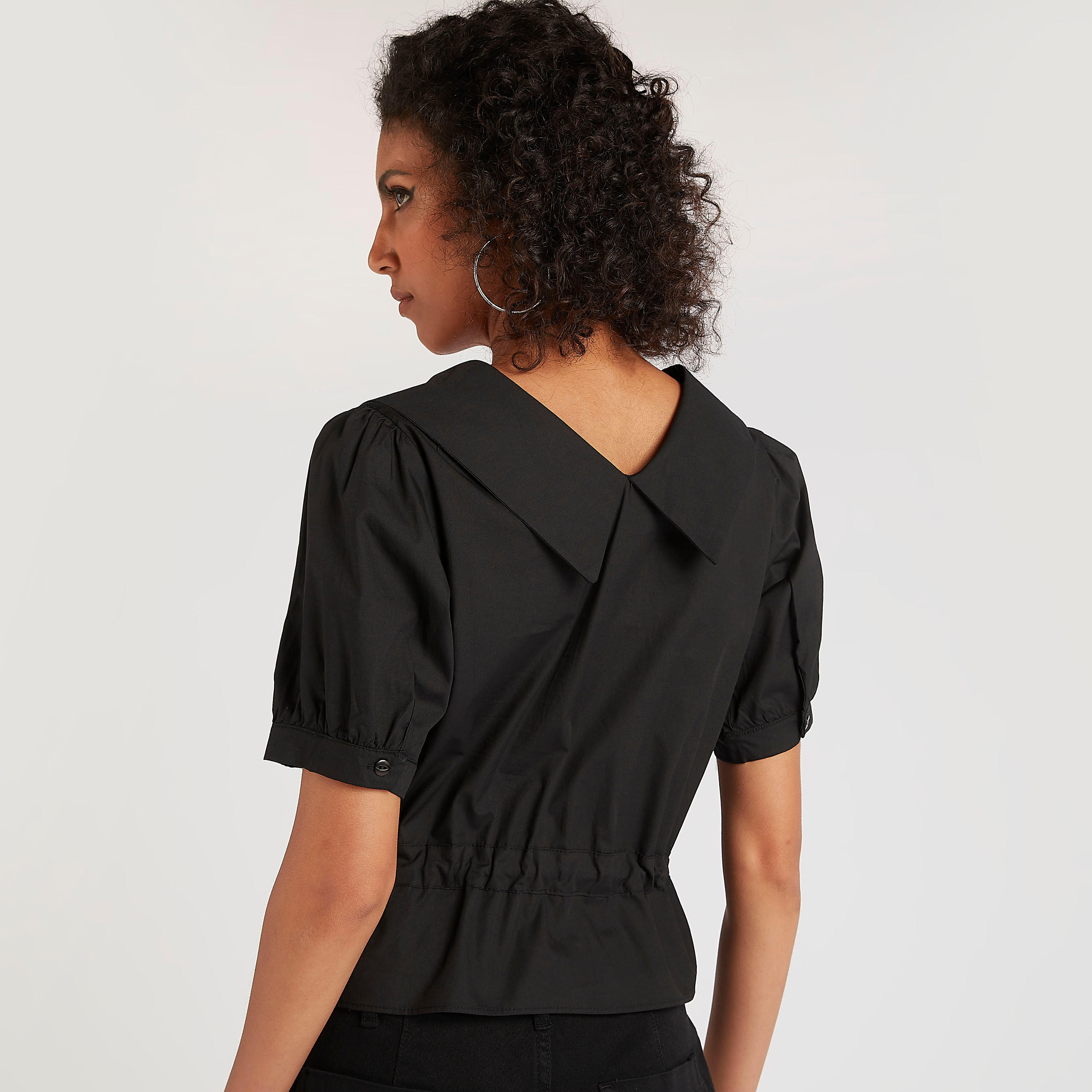 2Xtremz Solid Crop Top with Collar and Drawstring Closure-women-clothing-shirtsandblouses-blouses-image-4