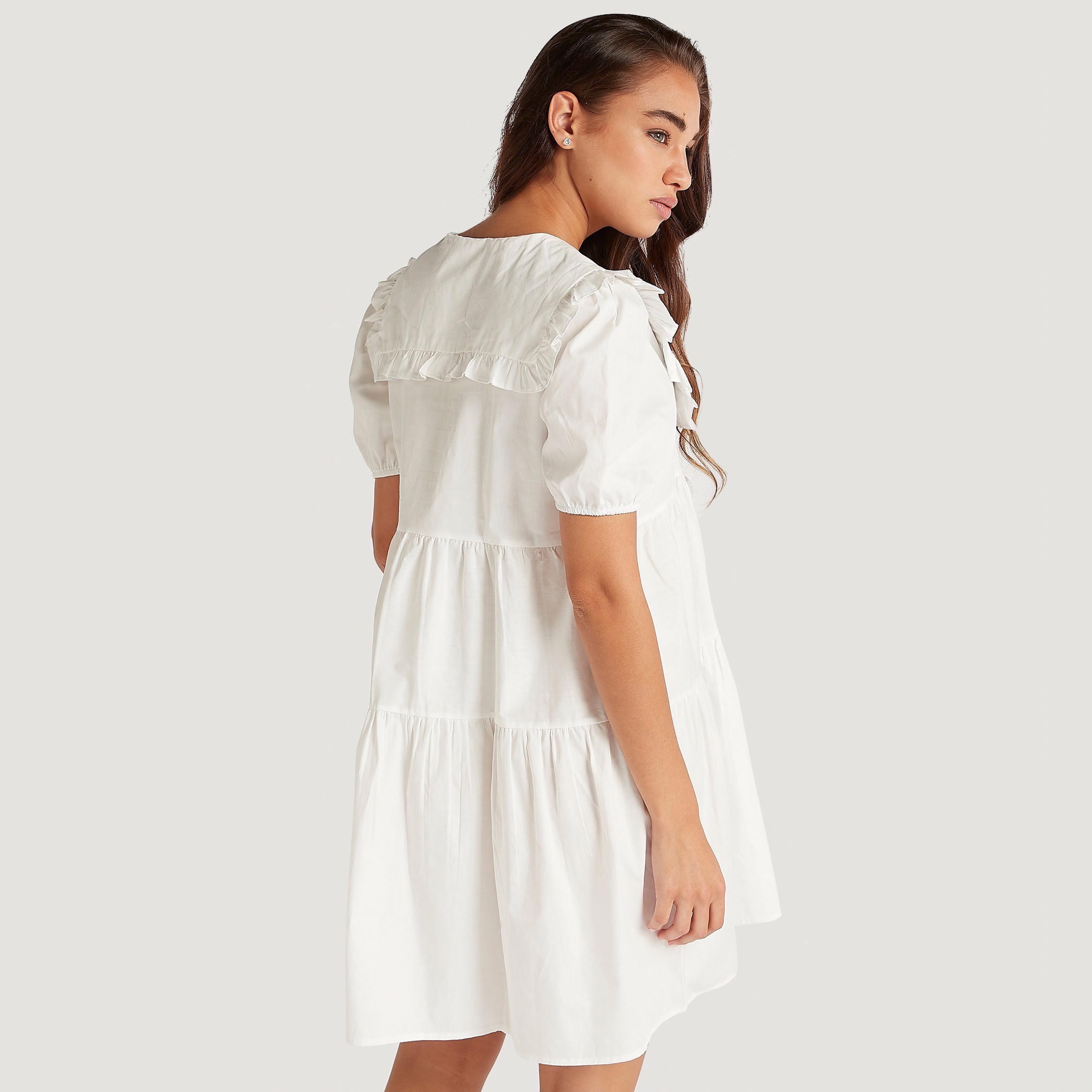فستان مستدام قصير إيه لاين مطرّز بأكمام قصيرة منفوخة من تو إكستريمز-women-clothing-dresses-image-4
