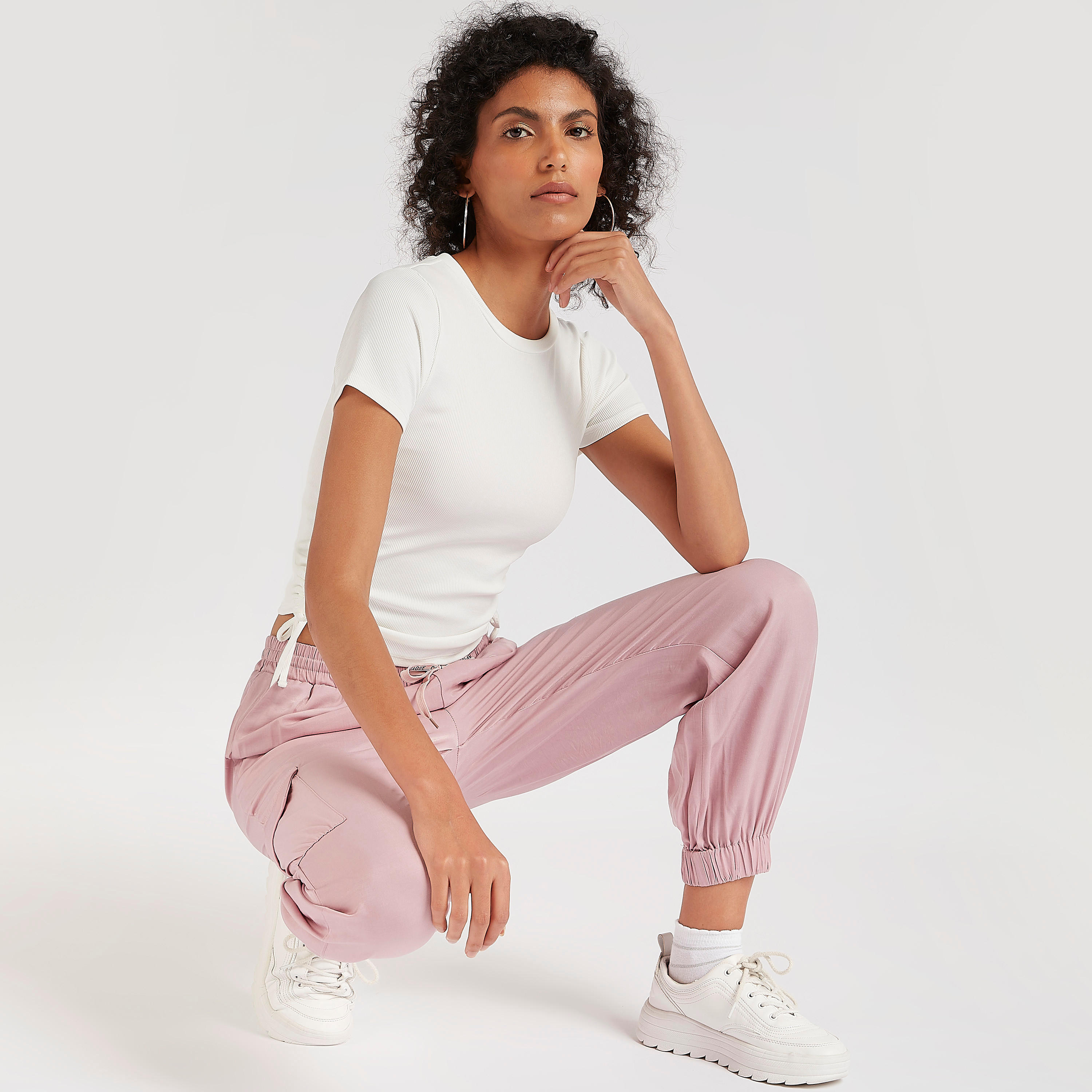 2Xtremz Solid High-Rise Cargo Pants with Pockets-women-clothing-bottoms-joggers-image-2