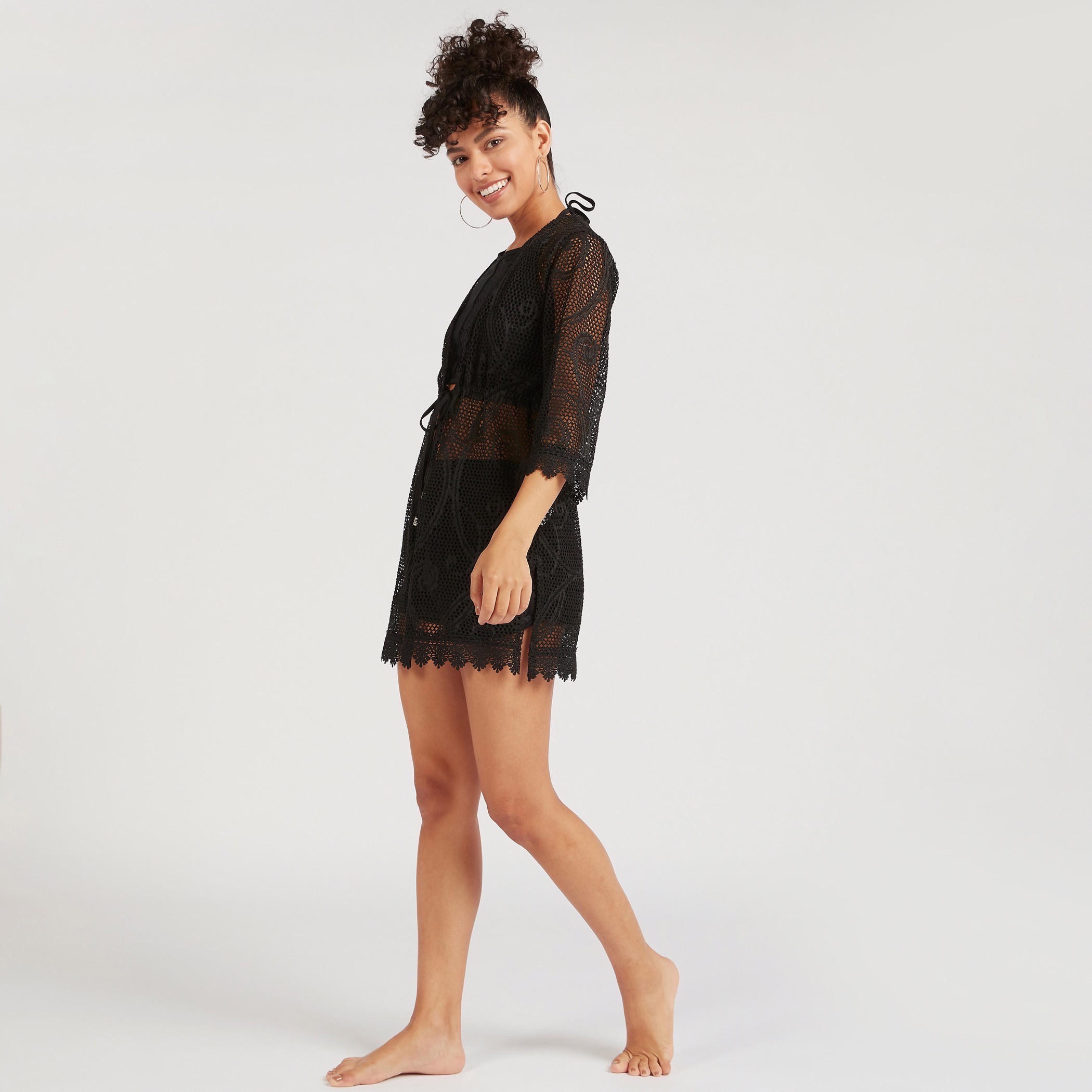 كيمونو طويل دانتيل بخصر رباط من تو إكستريمز-women-clothing-swimandbeach-beachwear-image-2