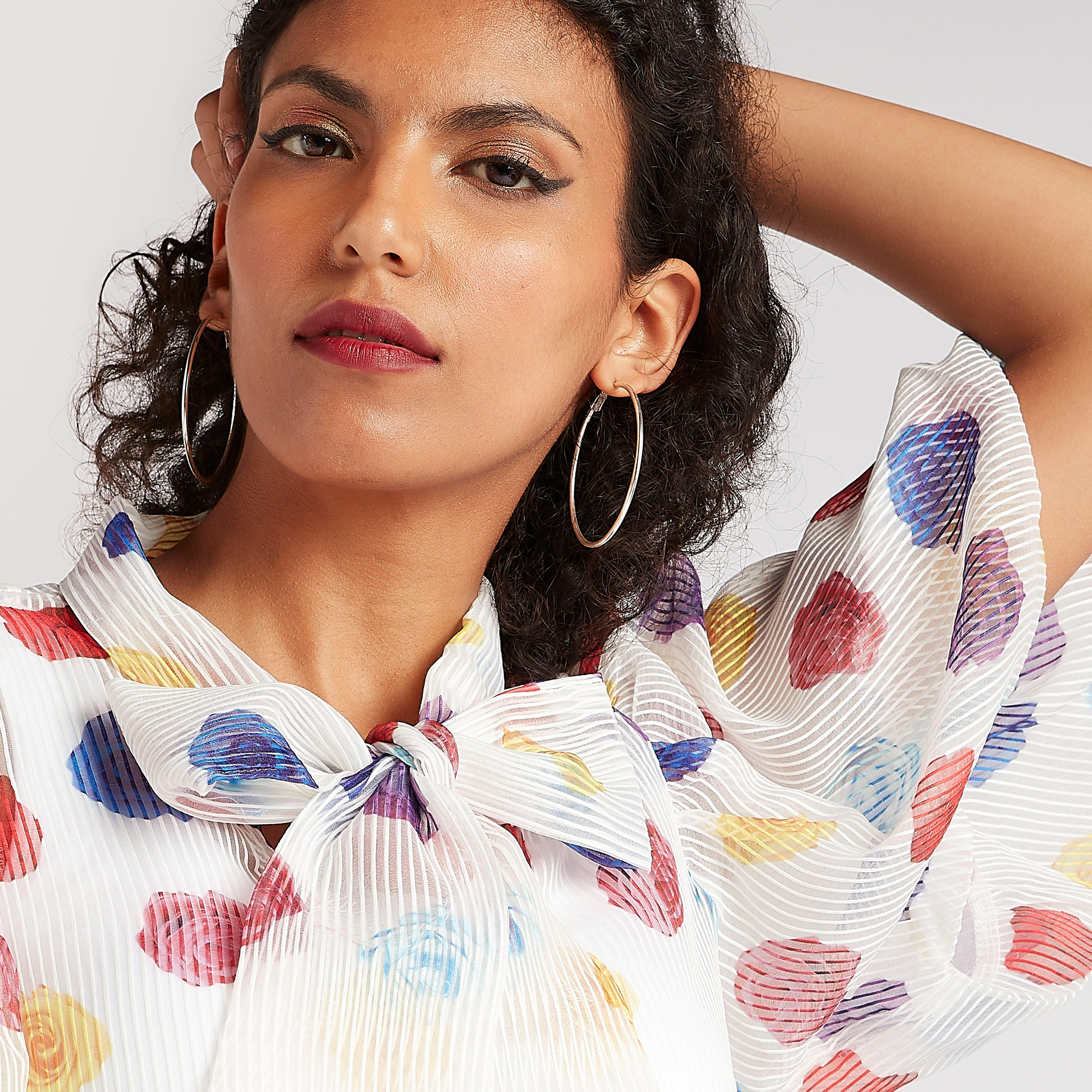 2Xtremz Printed Tie-Neck Top with Balloon Sleeves-women-clothing-shirtsandblouses-blouses-image-2