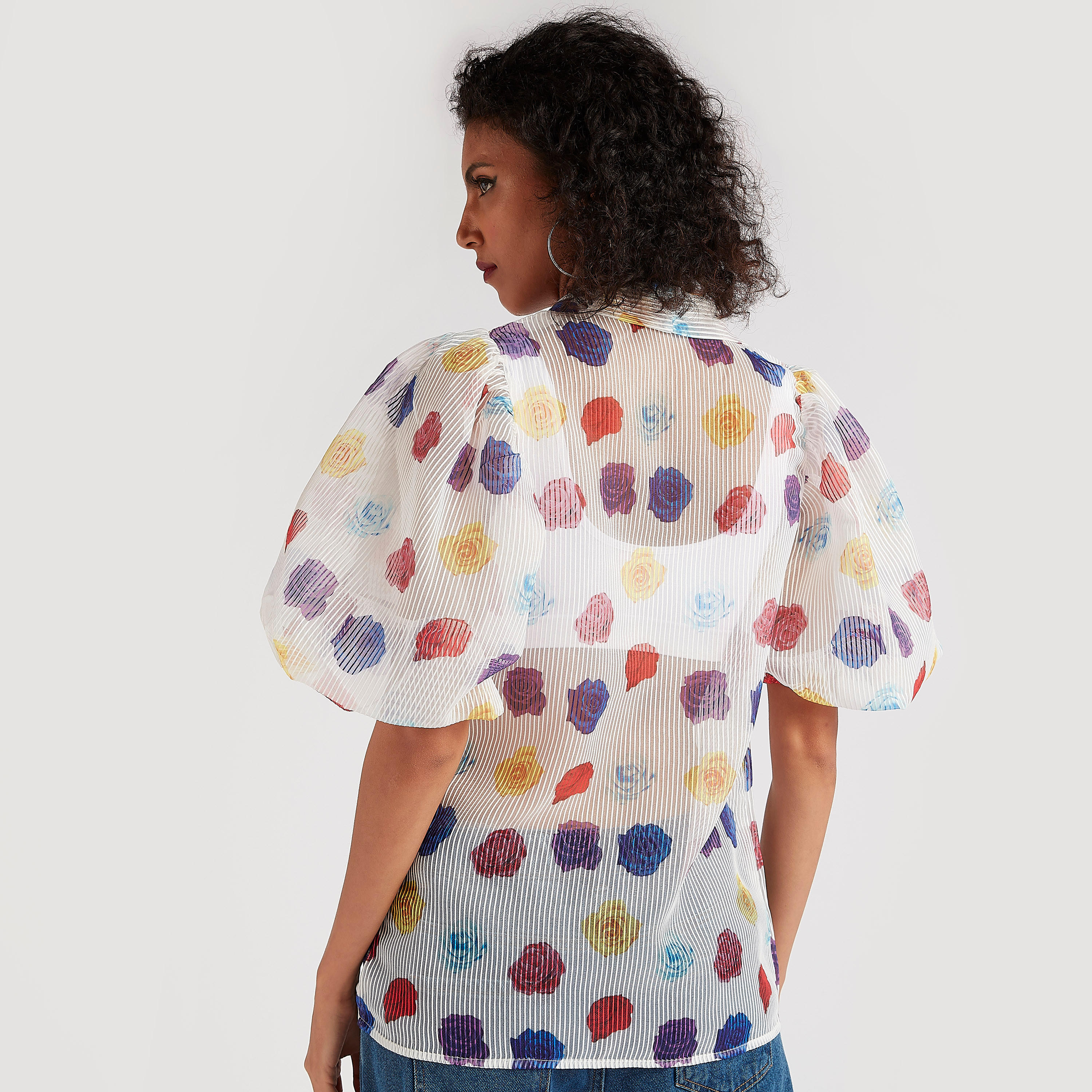 2Xtremz Printed Tie-Neck Top with Balloon Sleeves-women-clothing-shirtsandblouses-blouses-image-4
