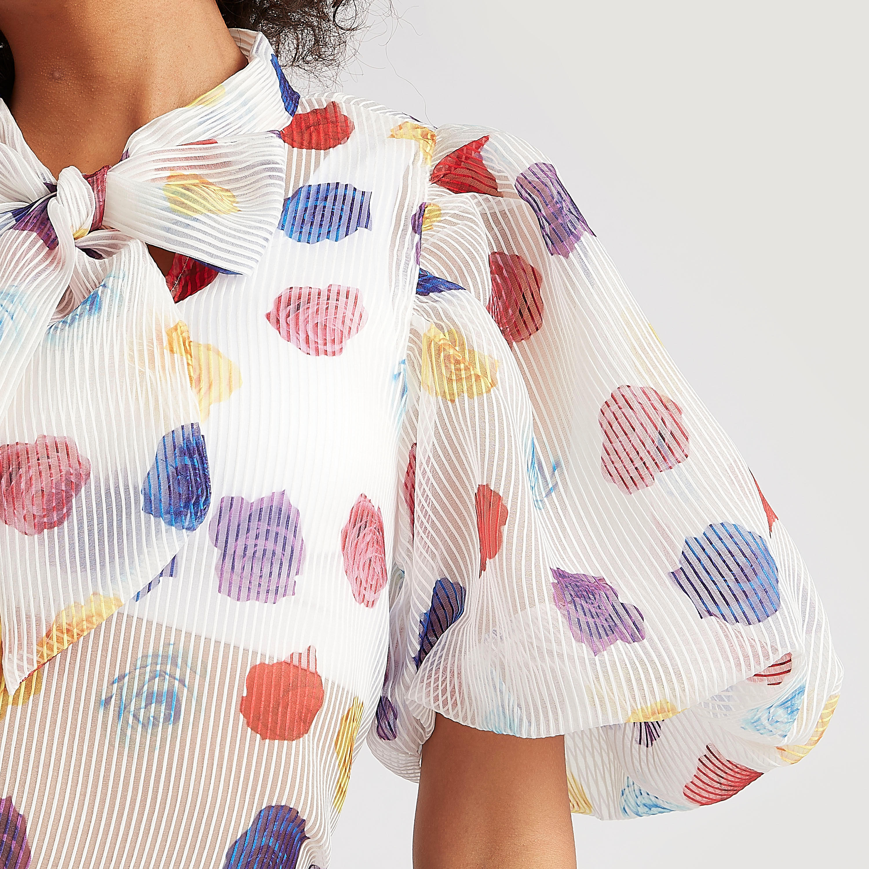 2Xtremz Printed Tie-Neck Top with Balloon Sleeves-women-clothing-shirtsandblouses-blouses-image-5