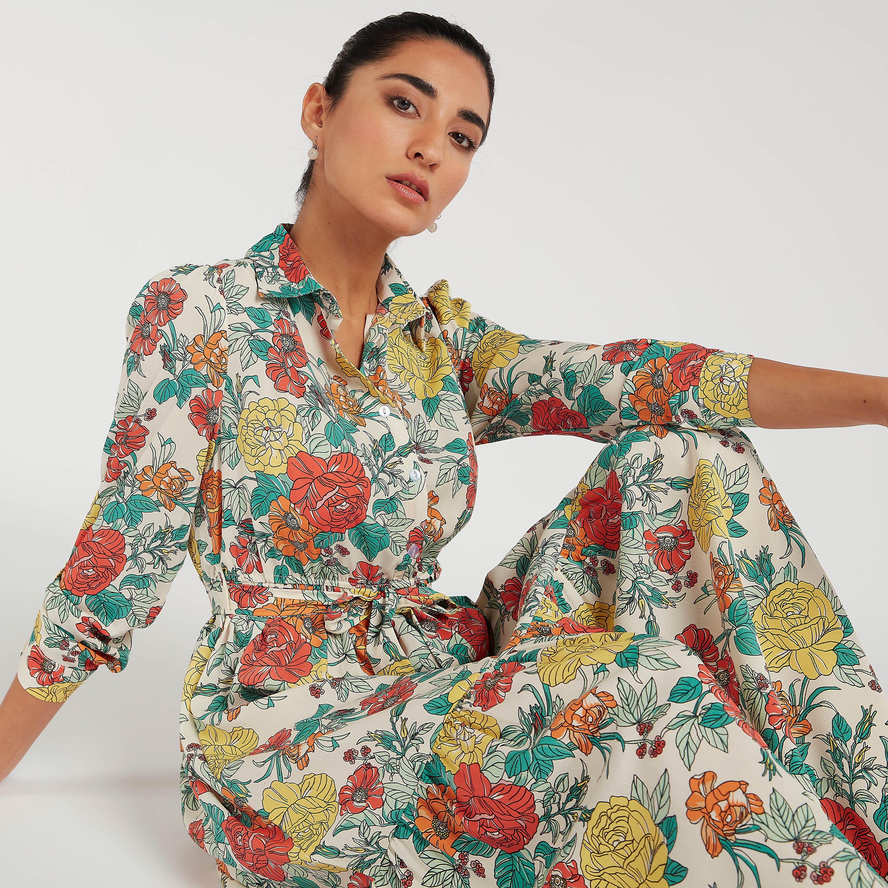 فستان طويل إيه لاين بطبعات أزهار مع رباط من تو إكستريمز-women-clothing-dresses-image-2