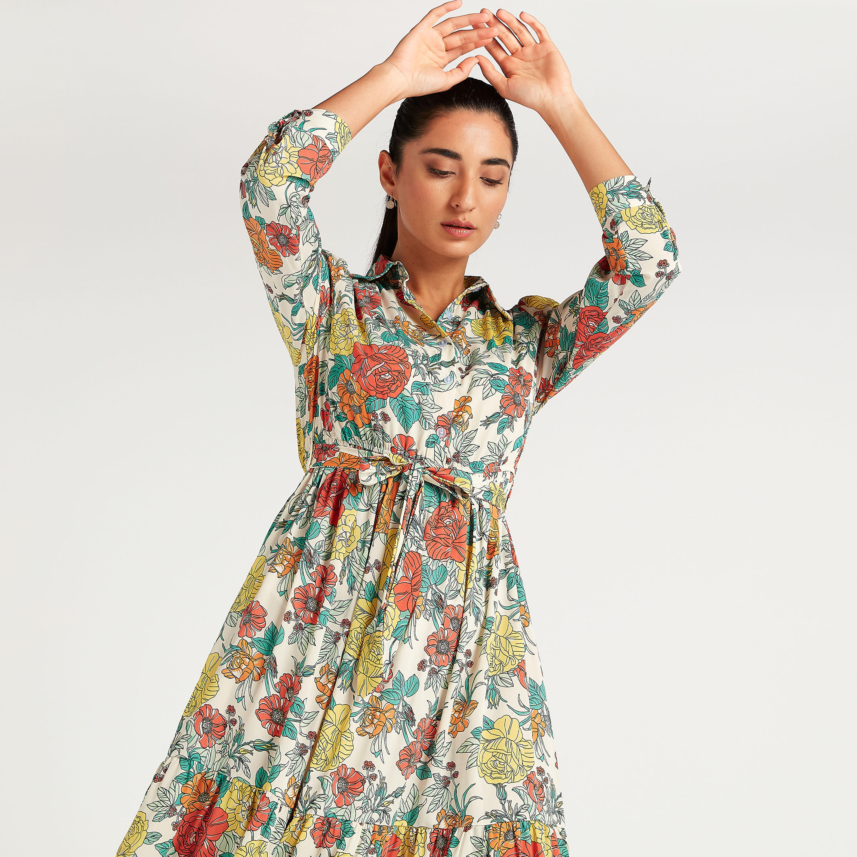 فستان طويل إيه لاين بطبعات أزهار مع رباط من تو إكستريمز-women-clothing-dresses-image-7