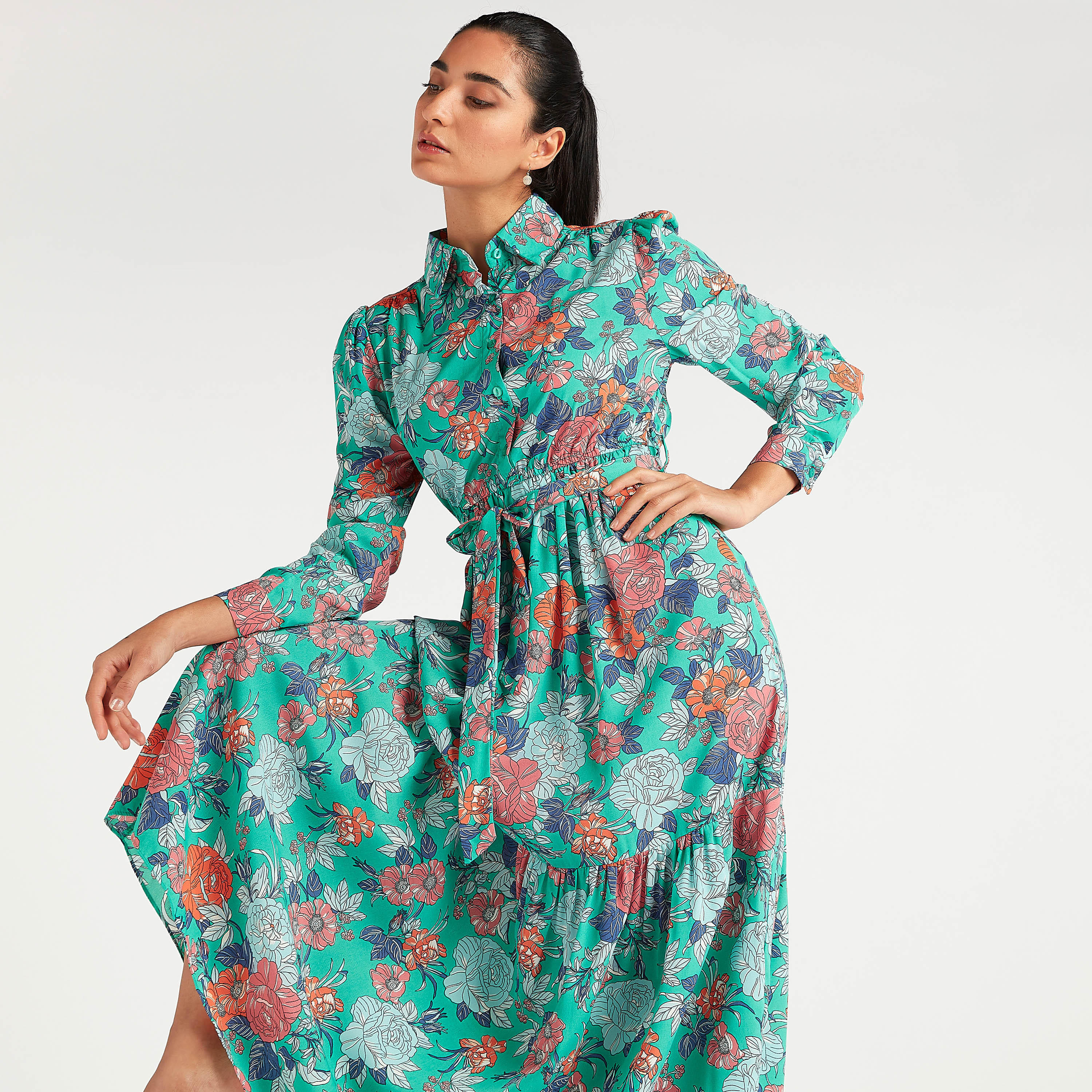 فستان طويل إيه لاين بطبعات أزهار وأكمام طويلة من تو إكستريمز-women-clothing-dresses-image-2