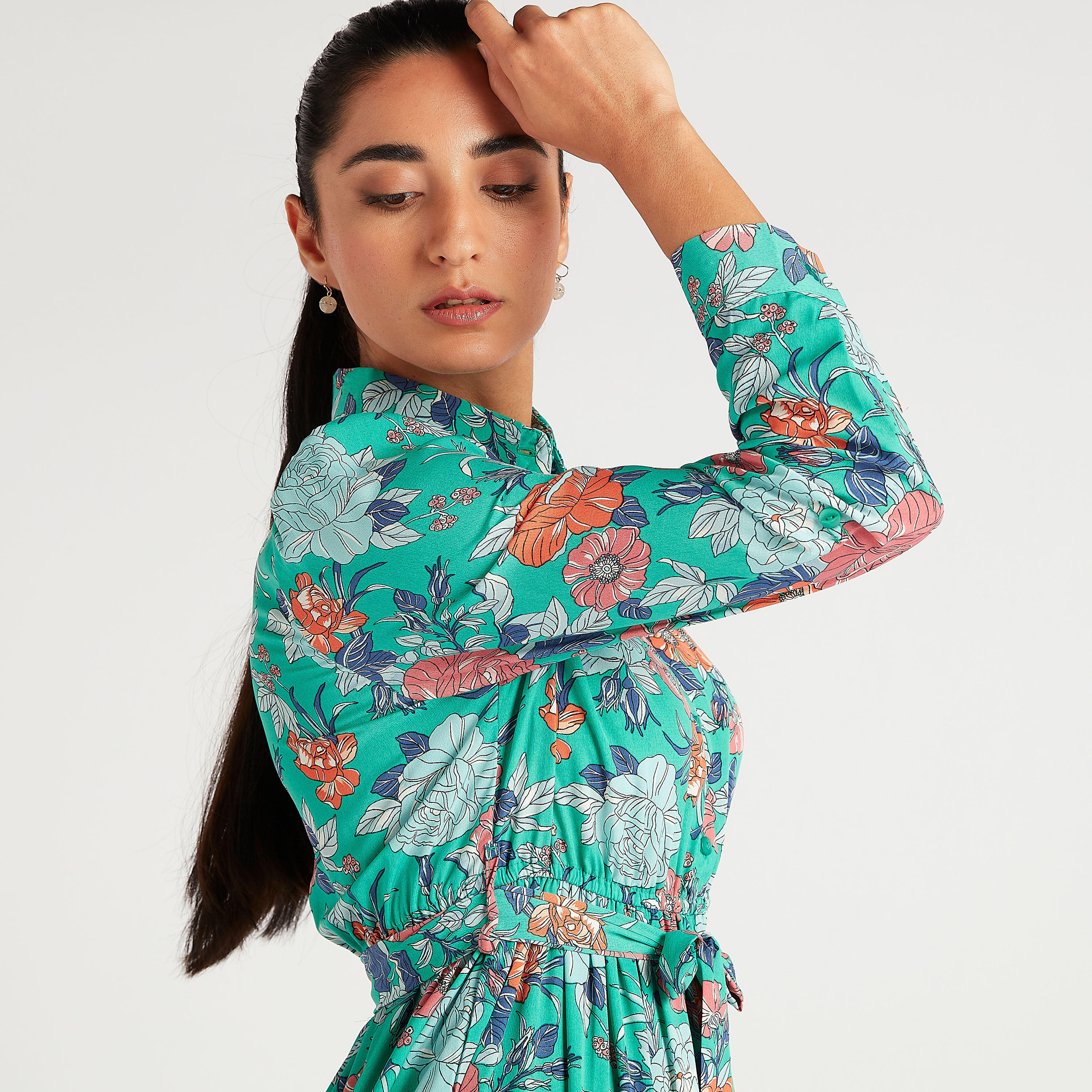 فستان طويل إيه لاين بطبعات أزهار وأكمام طويلة من تو إكستريمز-women-clothing-dresses-image-6