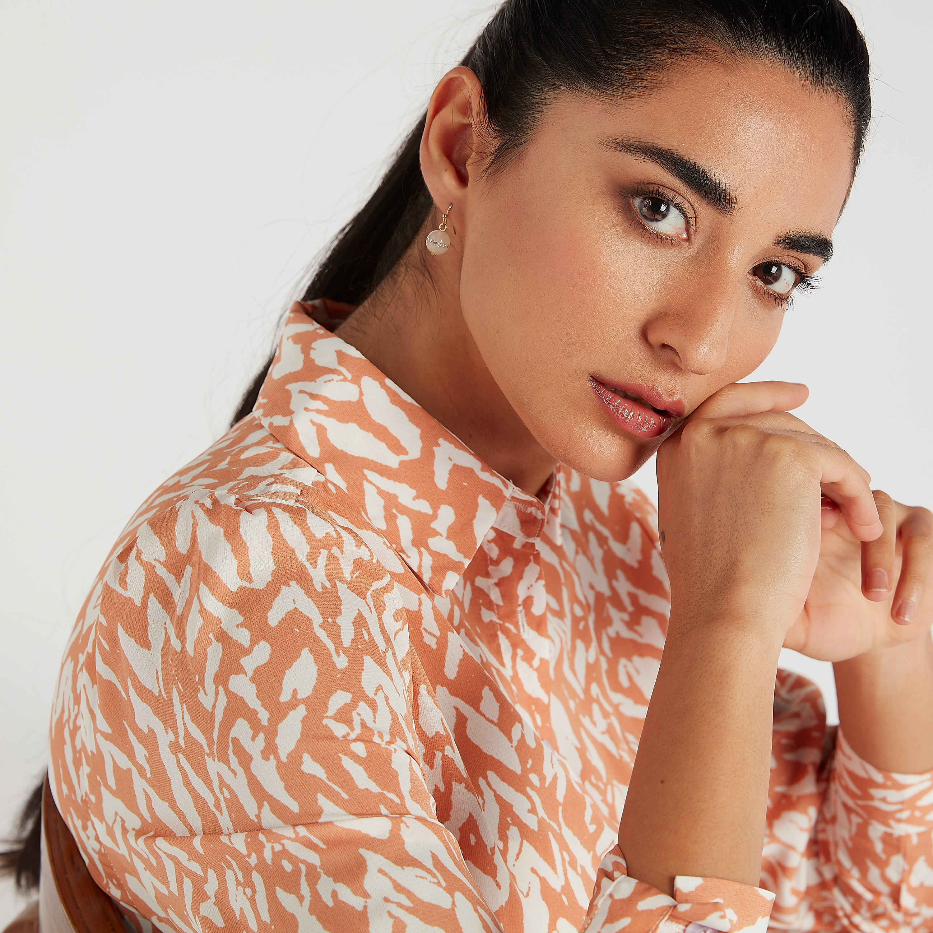 فستان إيه لاين ميدي بطبعات وخصر بحزام وزر إغلاق من تو إكستريمز-women-clothing-dresses-image-8