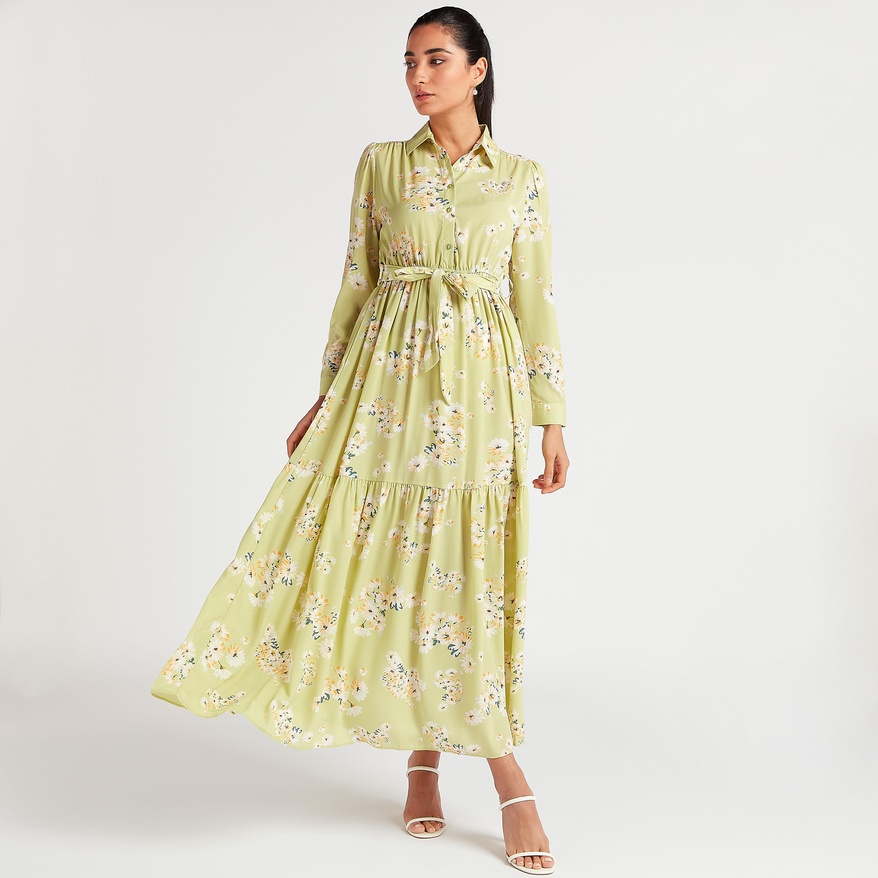 فستان طويل إيه لاين بطبعات أزهار مع رباط من تو إكستريمز-women-clothing-dresses-image-1
