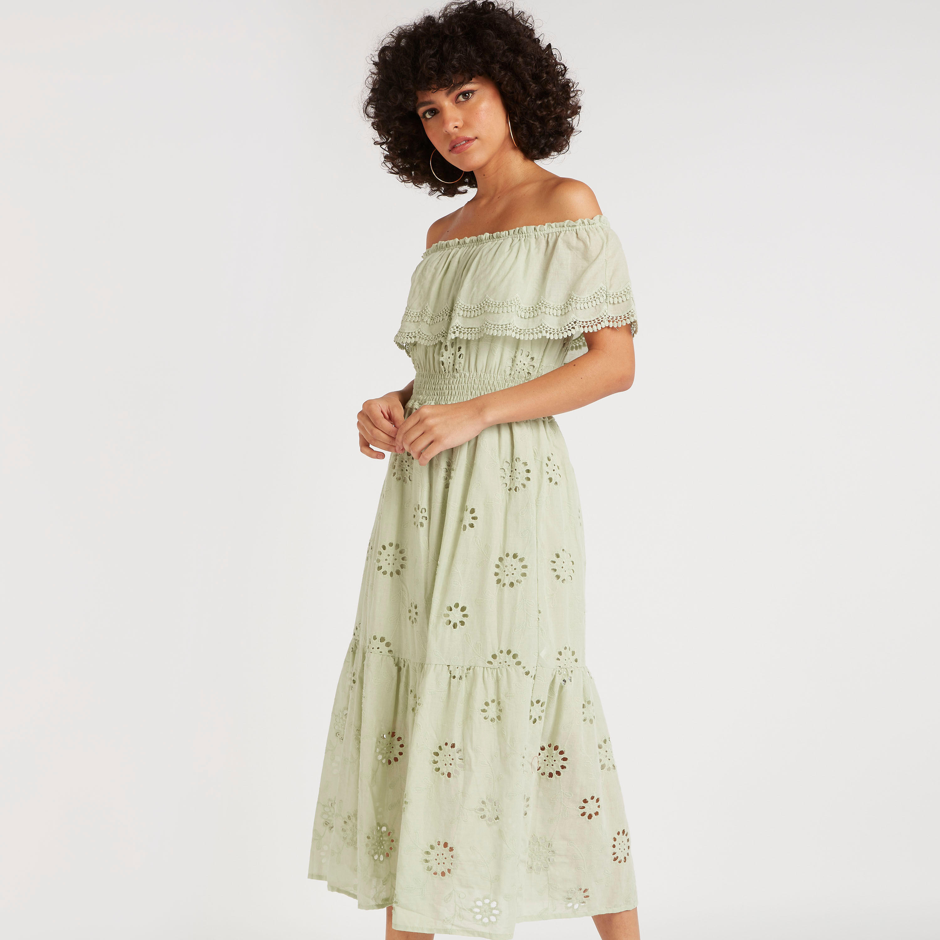 فستان ميدي إيه لاين شيفلي باردوت وخصر مطرّز من تو إكستريمز-women-clothing-dresses-image-6