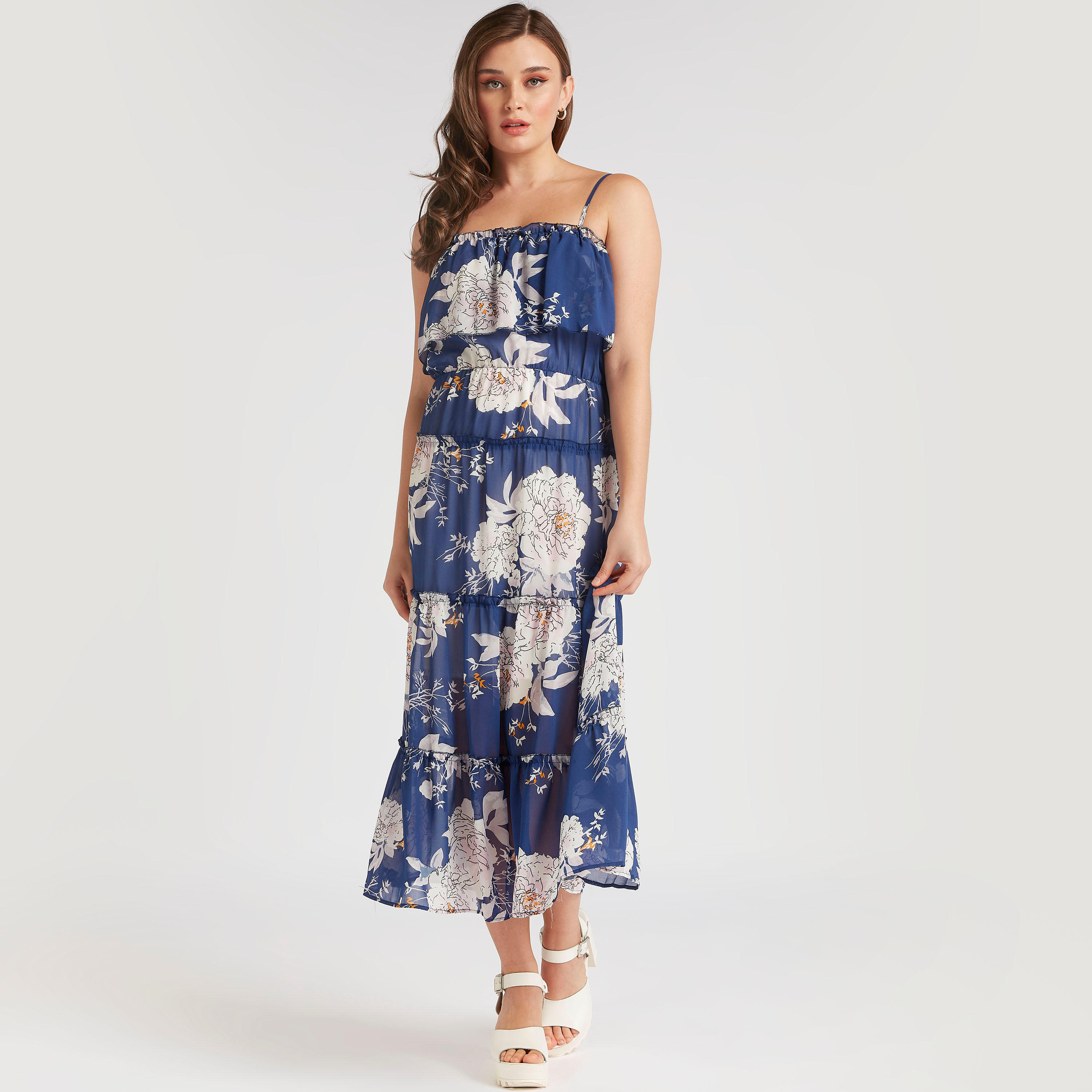 فستان ميدي إيه لاين بطبعات أزهار من تو إكستريمز-women-clothing-dresses-image-1