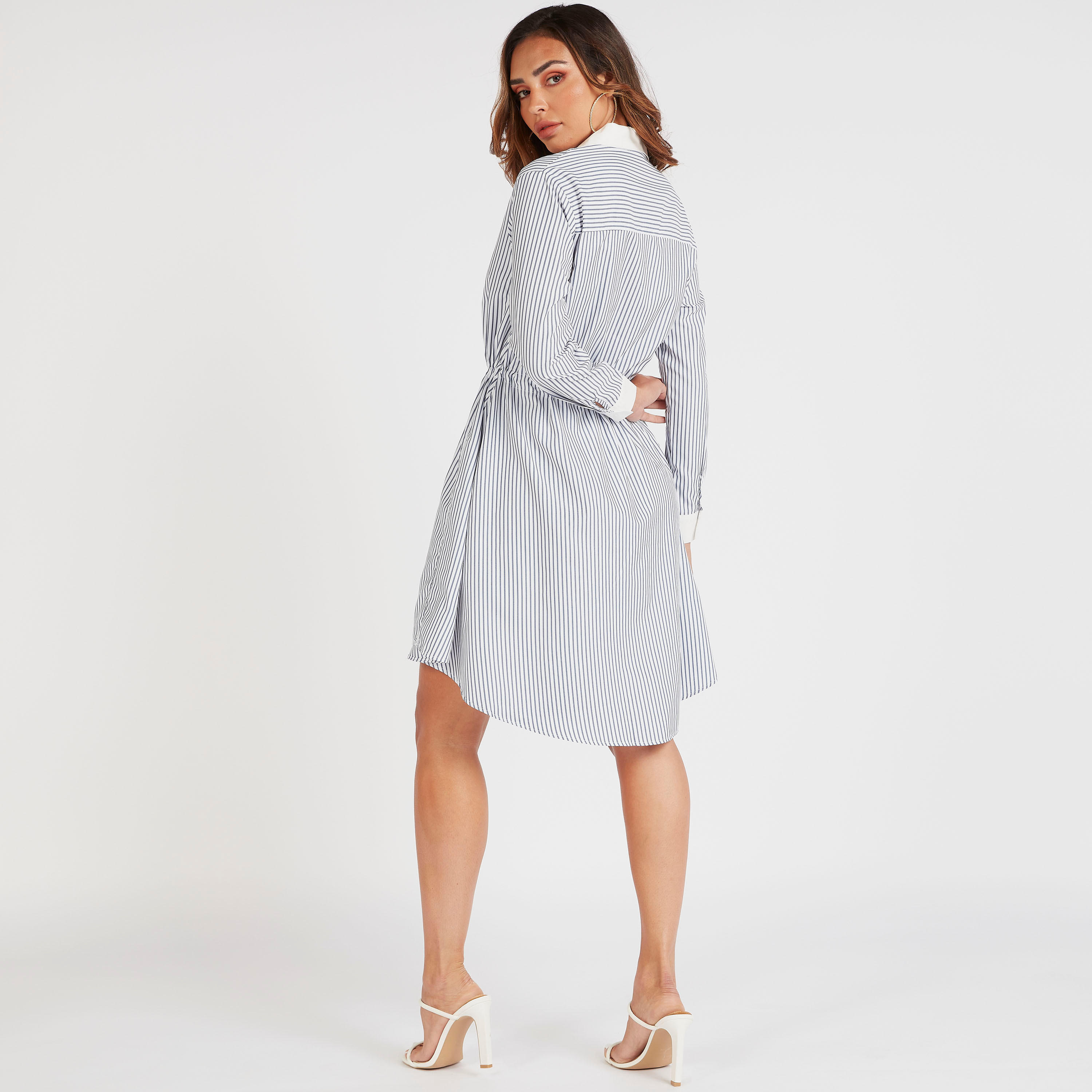 فستان قميص قصير مخطط بأربطة من توإكستريمز-women-clothing-dresses-image-4