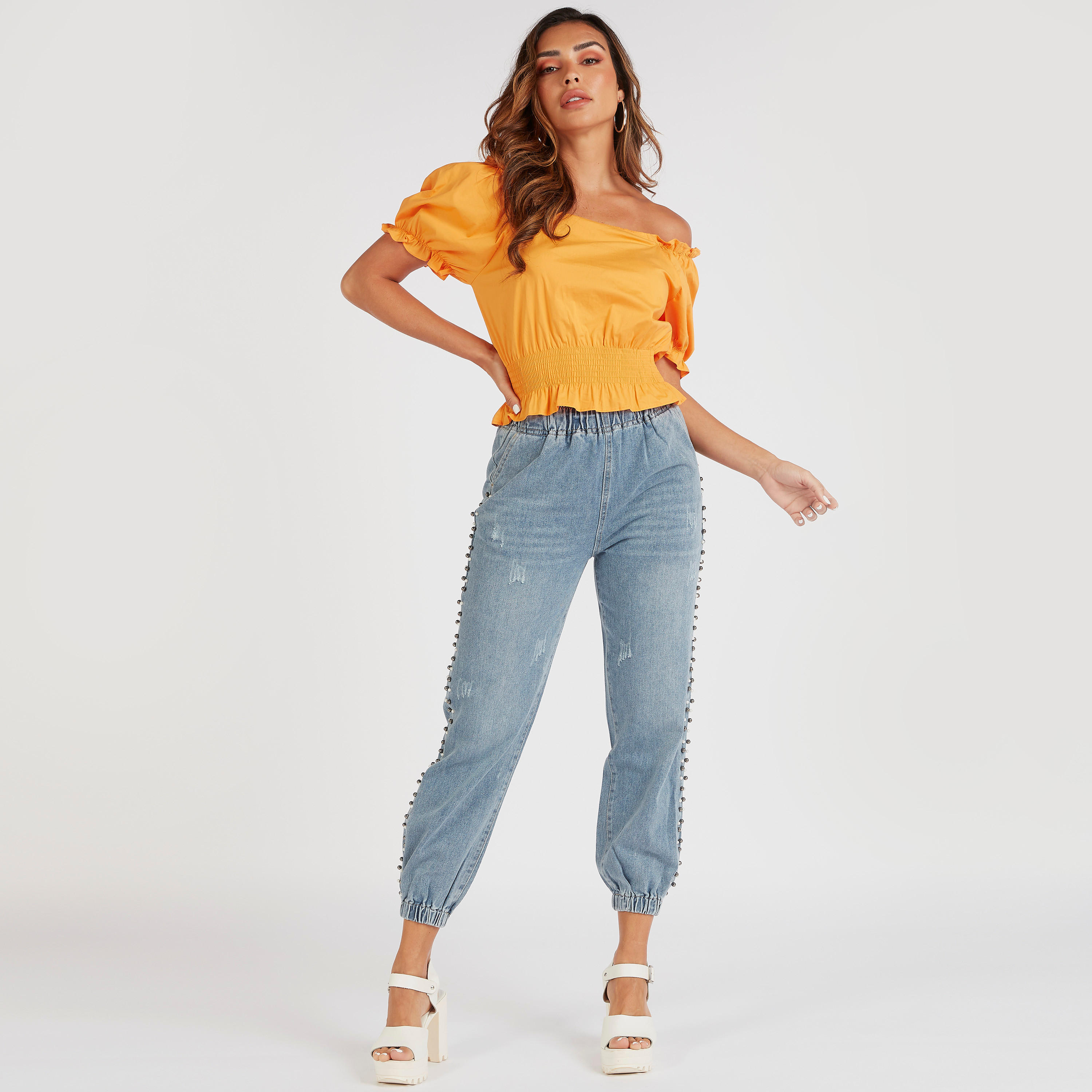 2Xtremz Solid Off Shoulder Blouse with Short Sleeves-women-clothing-shirtsandblouses-blouses-image-2