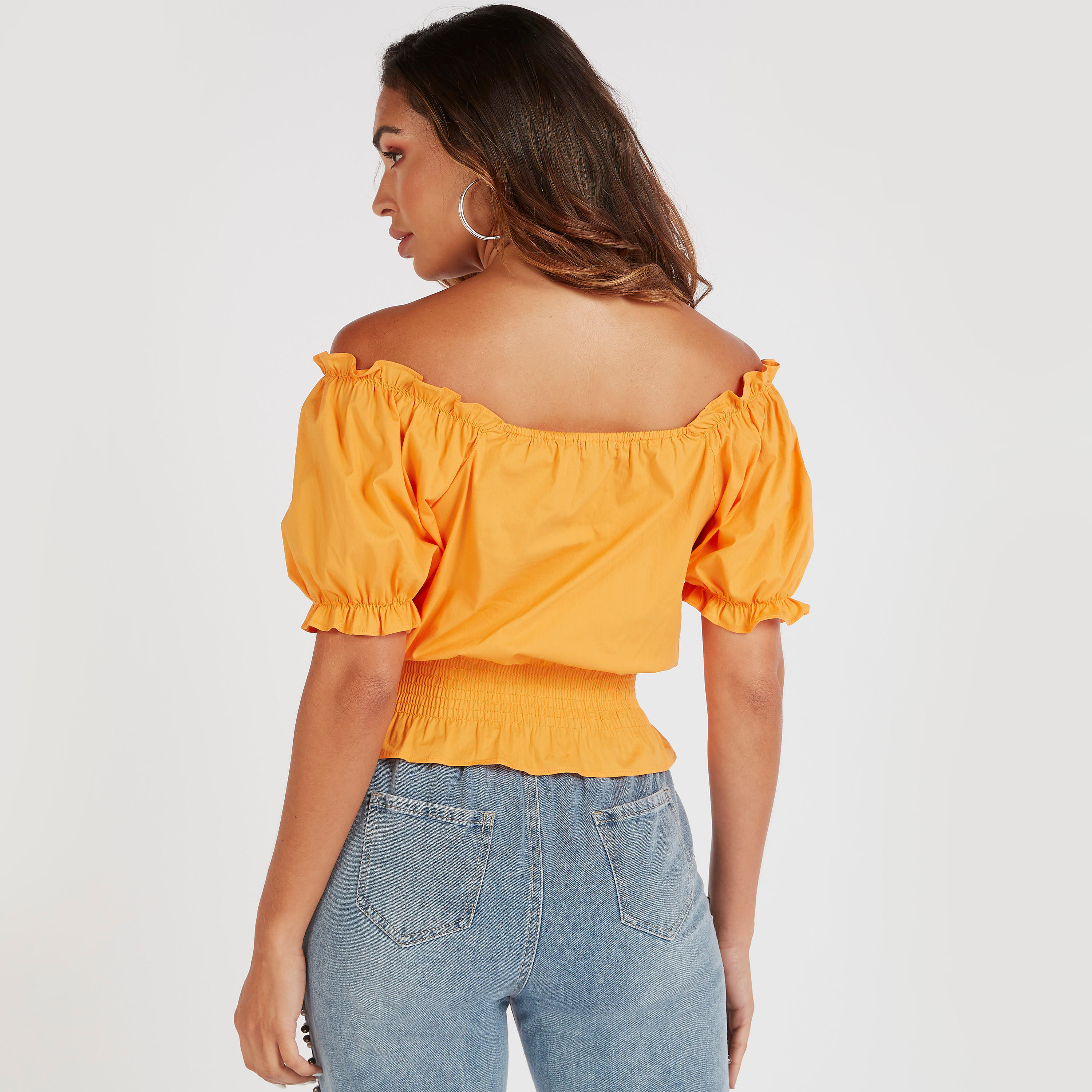 2Xtremz Solid Off Shoulder Blouse with Short Sleeves-women-clothing-shirtsandblouses-blouses-image-4