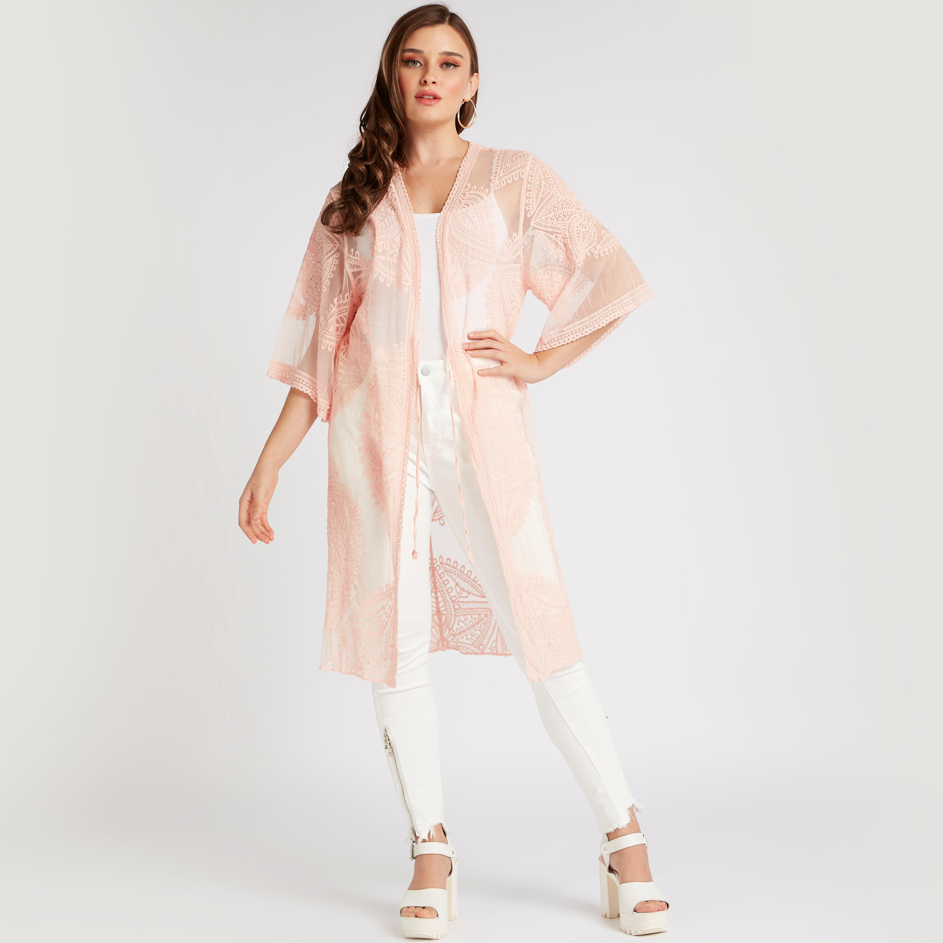 سترة دانتيل مطرّزة بأكمام 3/4 من تو إكستريمز-women-clothing-shirtsandblouses-blouses-image-2
