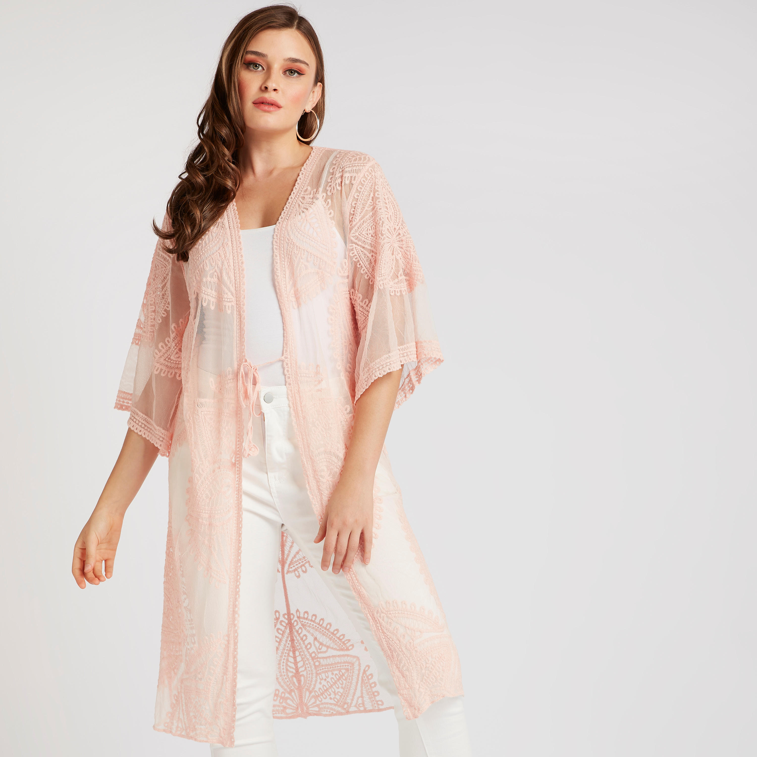 سترة دانتيل مطرّزة بأكمام 3/4 من تو إكستريمز-women-clothing-shirtsandblouses-blouses-image-6
