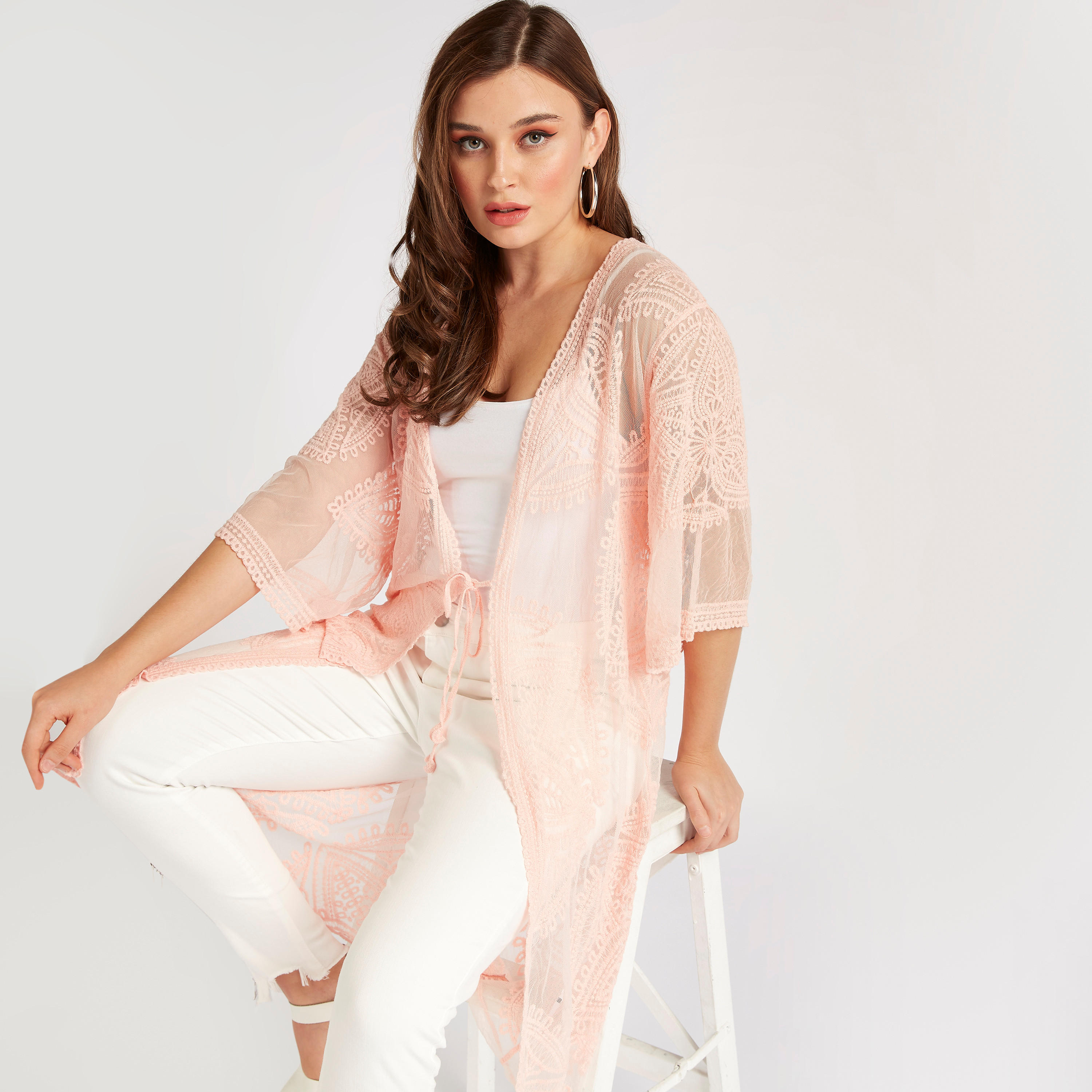 سترة دانتيل مطرّزة بأكمام 3/4 من تو إكستريمز-women-clothing-shirtsandblouses-blouses-image-7
