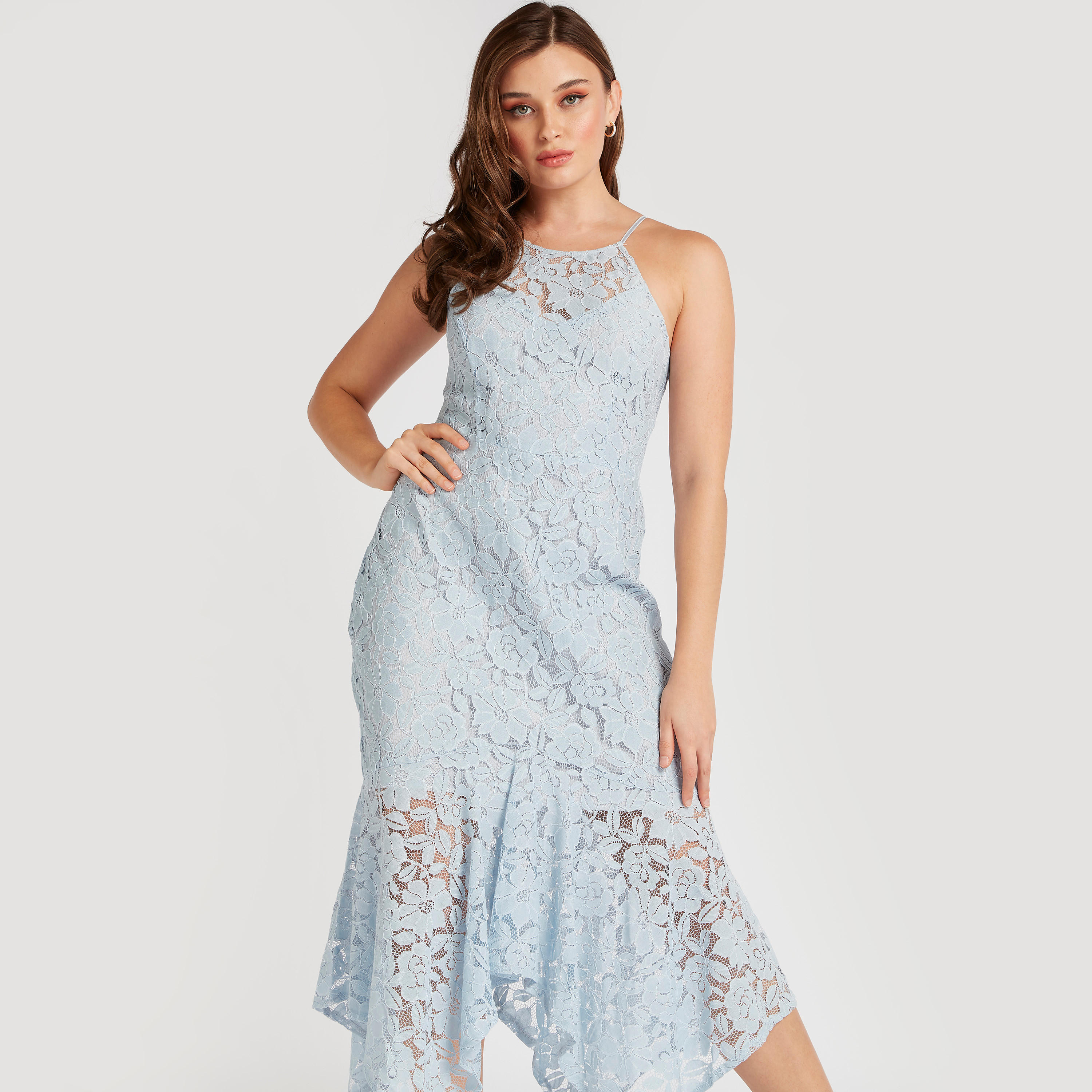 فستان بتفاصيل دانتيل ميدي بطول غير متساوي مع أحزمة قابلة للتعديل-women-clothing-dresses-image-1