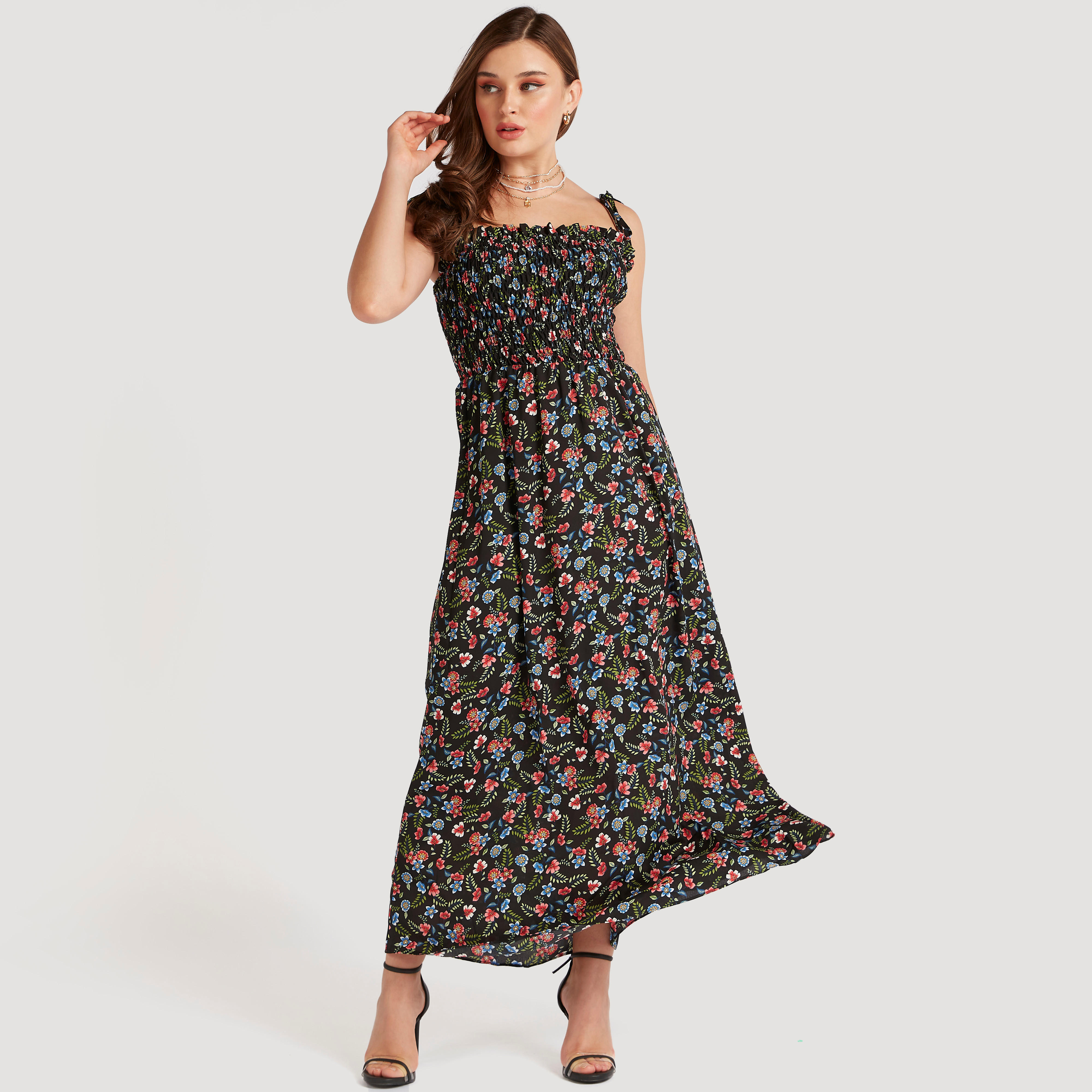 فستان إيه لاين طويل بطبعات أزهار من تو إكستريمز-women-clothing-dresses-image-1