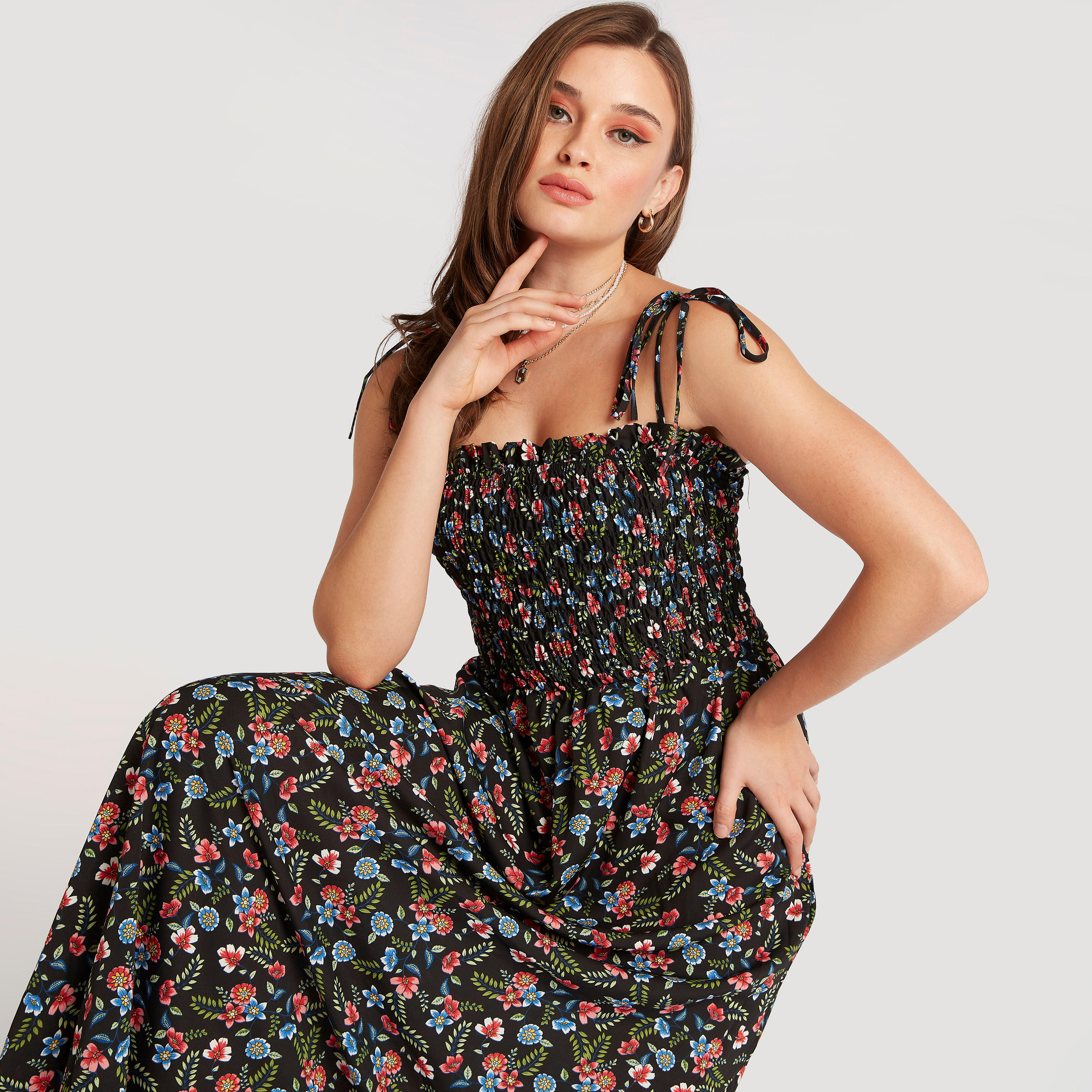 فستان إيه لاين طويل بطبعات أزهار من تو إكستريمز-women-clothing-dresses-image-5