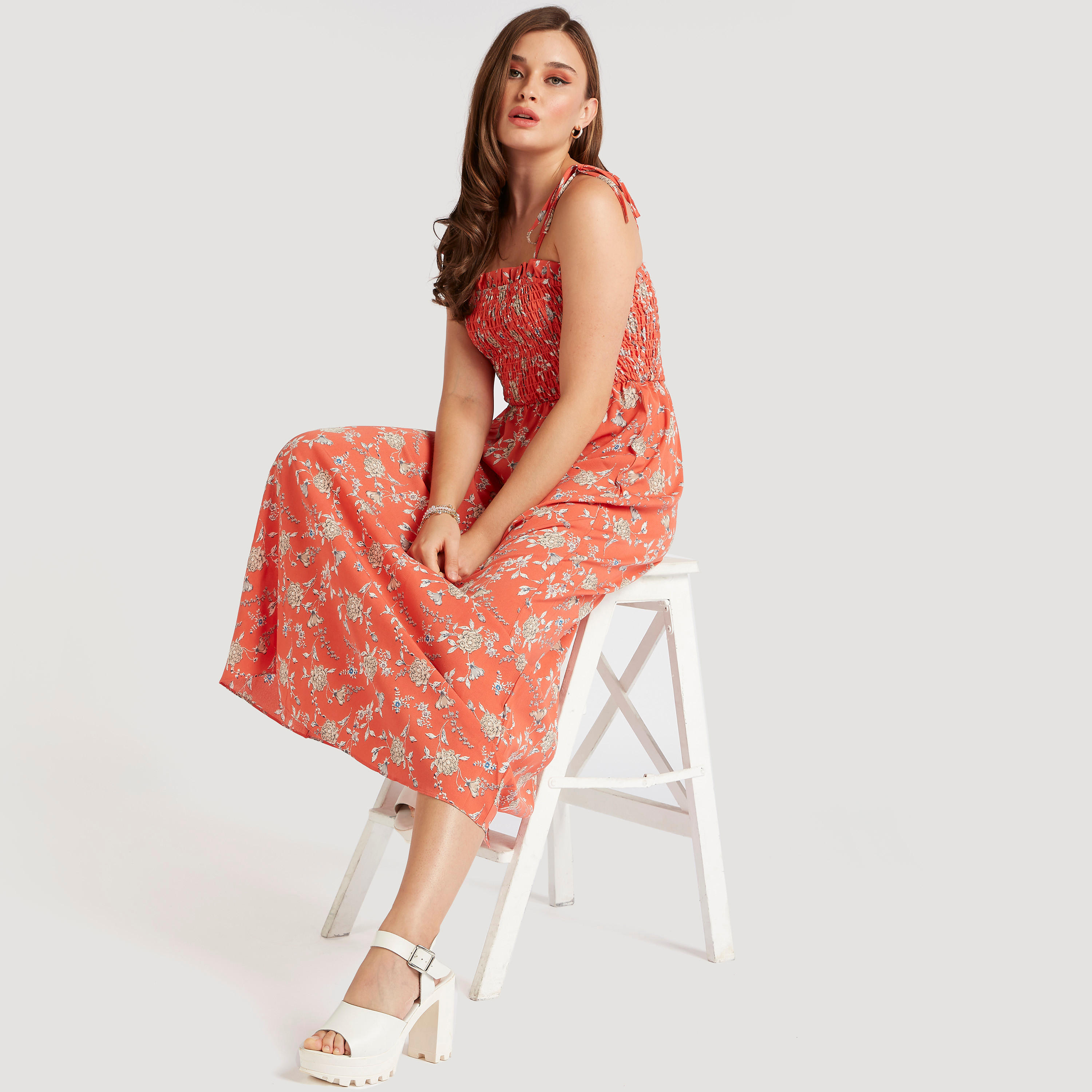 فستان إيه لاين طويل بطبعات أزهار وأكمام طويلة من تو إكستريمز-women-clothing-dresses-image-1