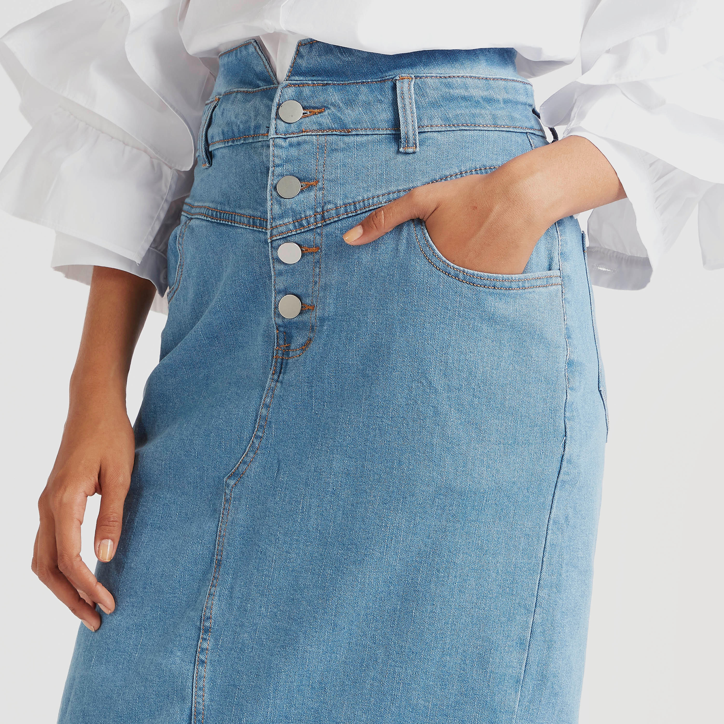 تنورة واسعة ميدي سادة بجيوب وفتحة من توإكستريمز-women-clothing-bottoms-skirts-image-2