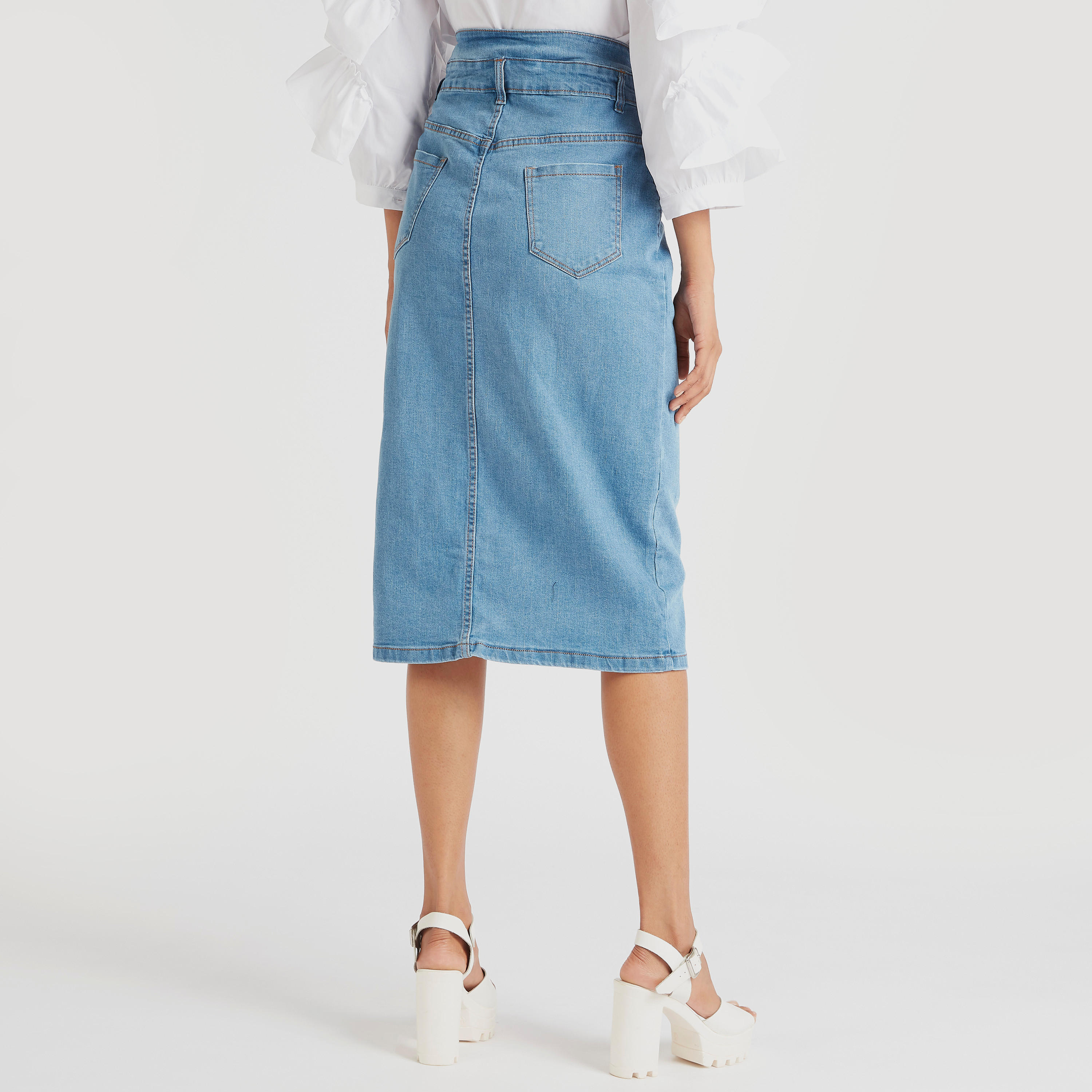 تنورة واسعة ميدي سادة بجيوب وفتحة من توإكستريمز-women-clothing-bottoms-skirts-image-1