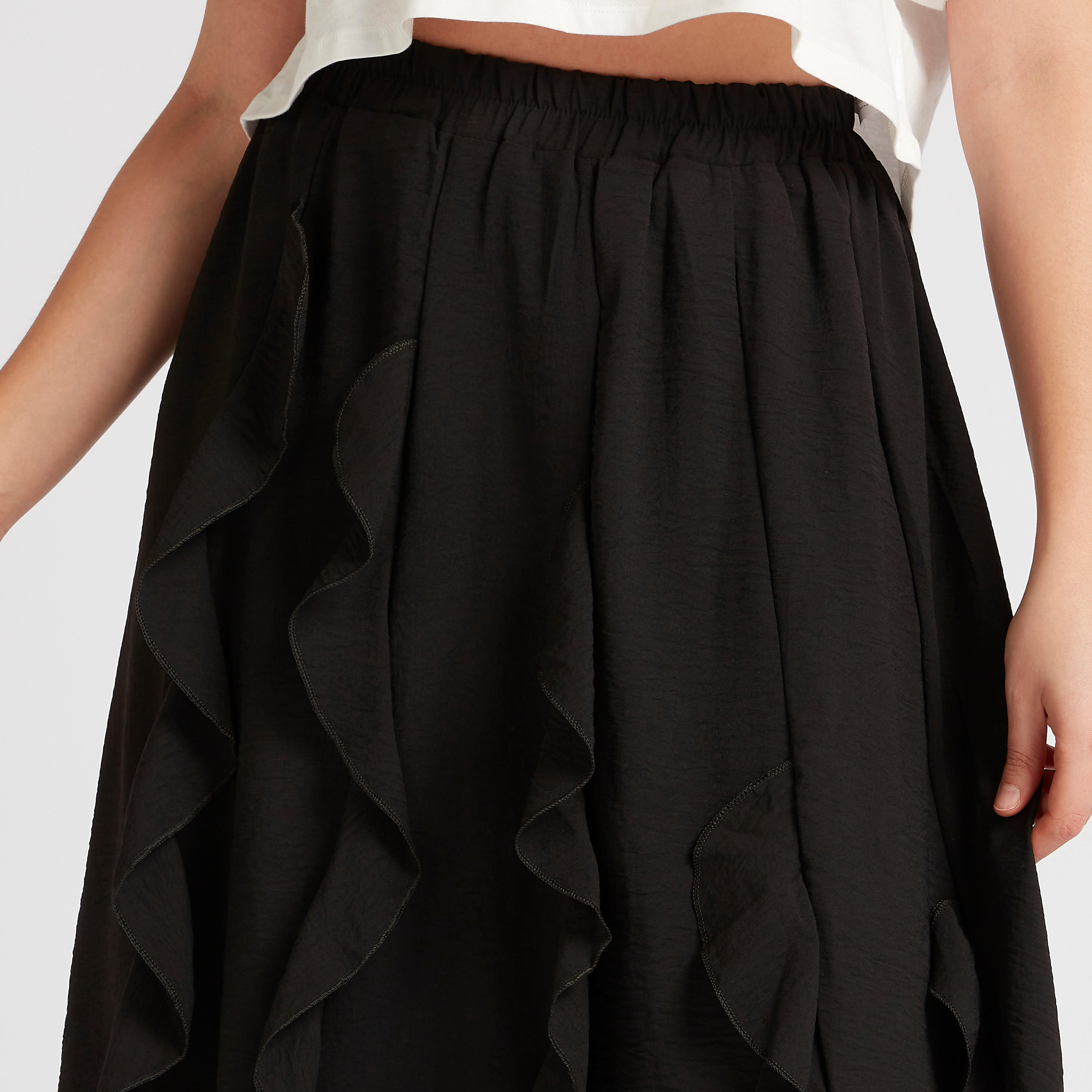 تنورة ميدي مكشكشة مع حزام مطاطي من تو إكستريمز-women-clothing-bottoms-skirts-image-3