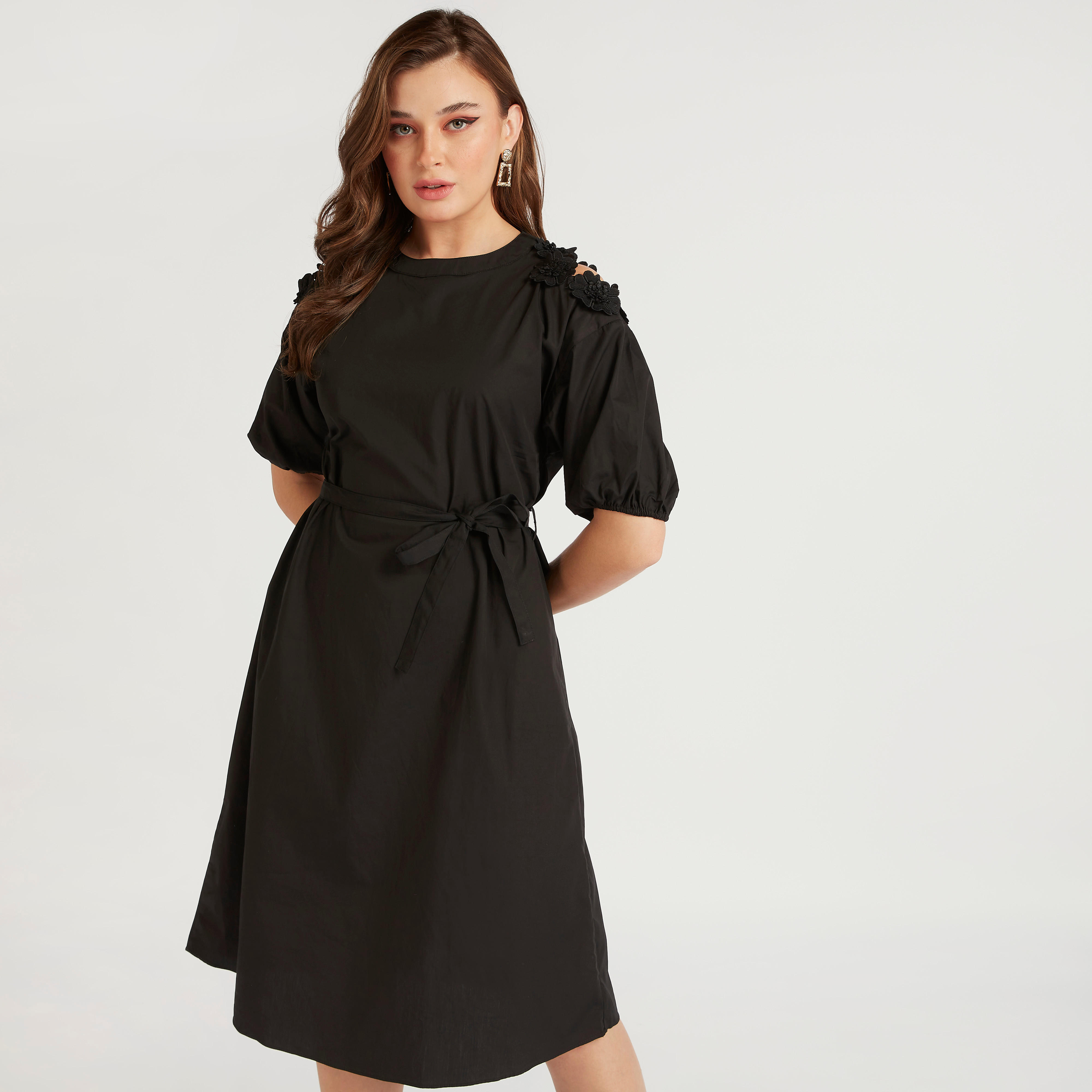 فستان ميدي سادة مكشوف الأكتاف بأكمام قصيرة من توإكستريمز-women-clothing-dresses-image-8