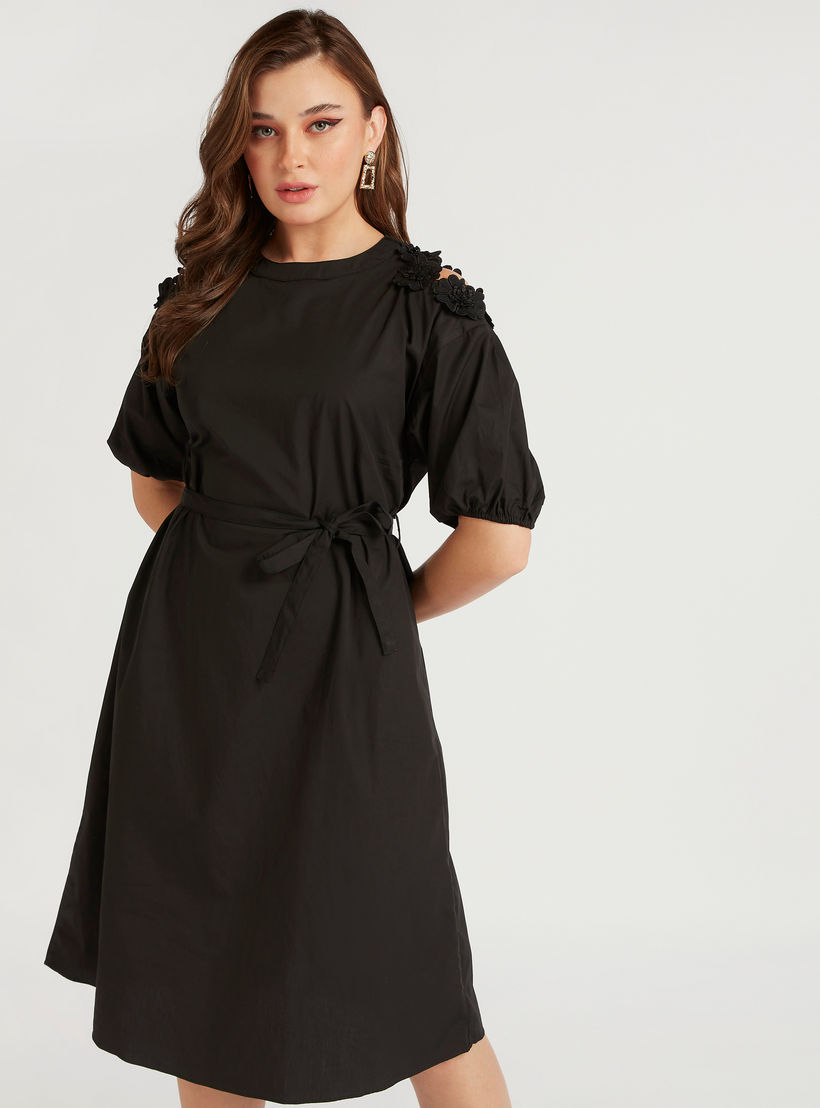 فستان ميدي سادة مكشوف الأكتاف بأكمام قصيرة من توإكستريمز-women-clothing-dresses-image-8