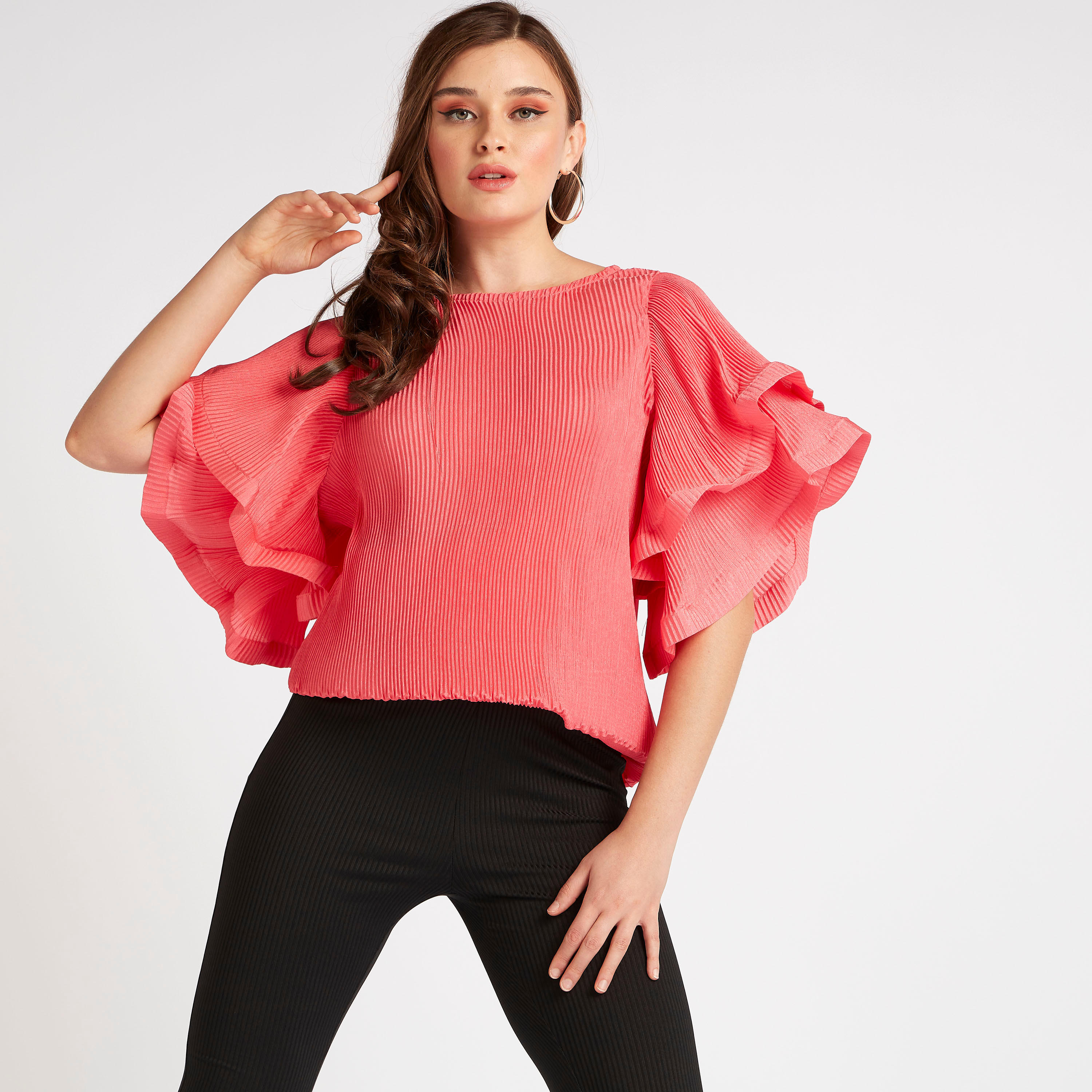 بلوزة مكشكشة طويلة بياقة ضيّفة من تو إكستريمز-women-clothing-shirtsandblouses-blouses-image-4